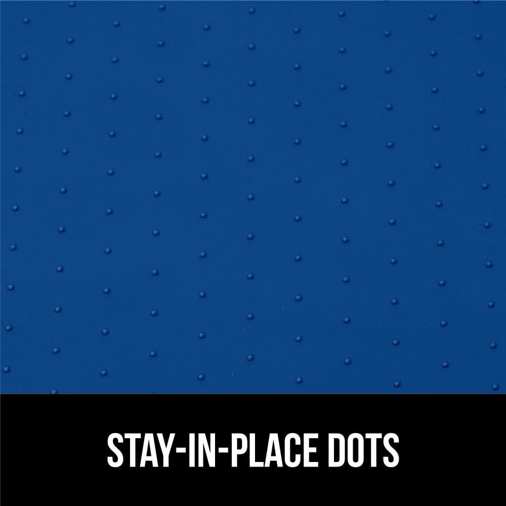 GORILLA GRIP Waterproof Silicone Under Sink Mat with Raised Lip for Kitchen and Bathroom, Cabinet Shelf Liner Stay in Place Mats Dishwasher Safe Drawer Liner, Organizer Tray, 19 x 22 in, Blue