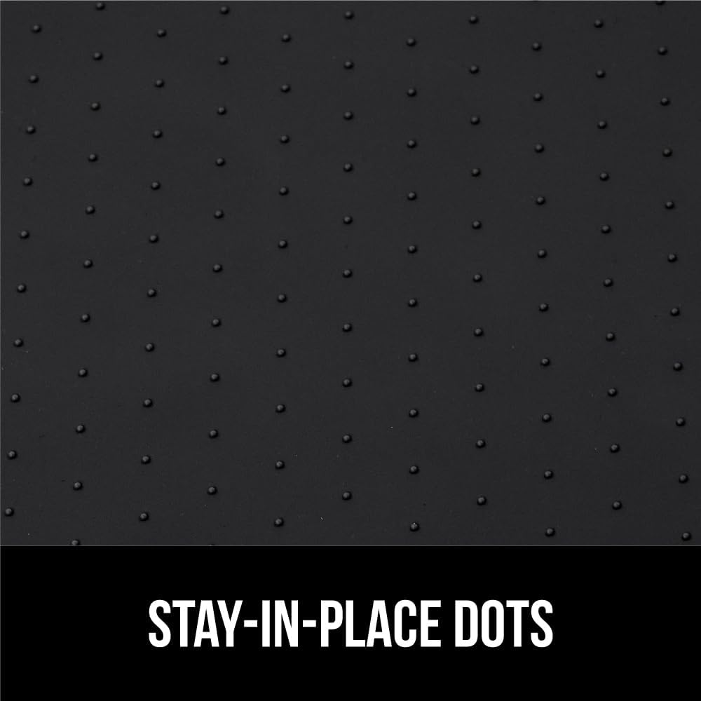 GORILLA GRIP Waterproof Silicone Under Sink Mat with Raised Lip for Kitchen and Bathroom, 31 x 22 in, Cabinet Shelf Liner Stay in Place Mats Dishwasher Safe Drawer Liner, Organizer Tray, Black