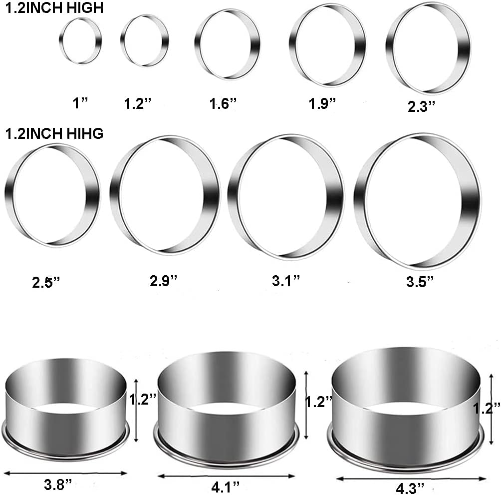 12 Pieces Biscuit Cookie Cutter Set With Tin Box Biscuit Plain Edge Round Cutters Metal Ring Baking Molds, Stainless Steel Cookie Dough Biscuit Muffins Cutters in Graduated Sizes