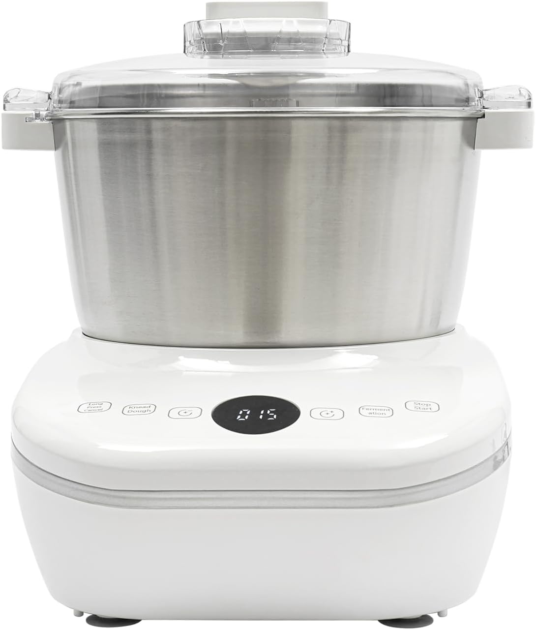 Electric Dough Maker with Ferment Function, 5L/ 4.5Qt 200W 304 Stainless Steel Dough Mixer Machine, Commercial Bread Mixer for Roti Bread Pizza Baking Dumpling Dough & Sourdough(White)