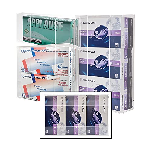 Cq acrylic Rubber Glove Holder for Wall Mount,Clear Disposable Glove Dispenser and Glove Box on Wall,Multipurpose Wall Floating Mask Dispenser and Medical Gloves Rack Storage,10.2”x16”x3.5” Pack of 1