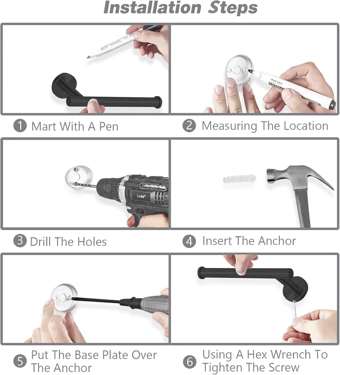 Cilee 2 Pieces Matte Black Bathroom Towel Bar, 24 Inch Double Towel Racks,Bathroom Towel Holder Towel Hanger for Bathroom Stainless Steel Wall Mount