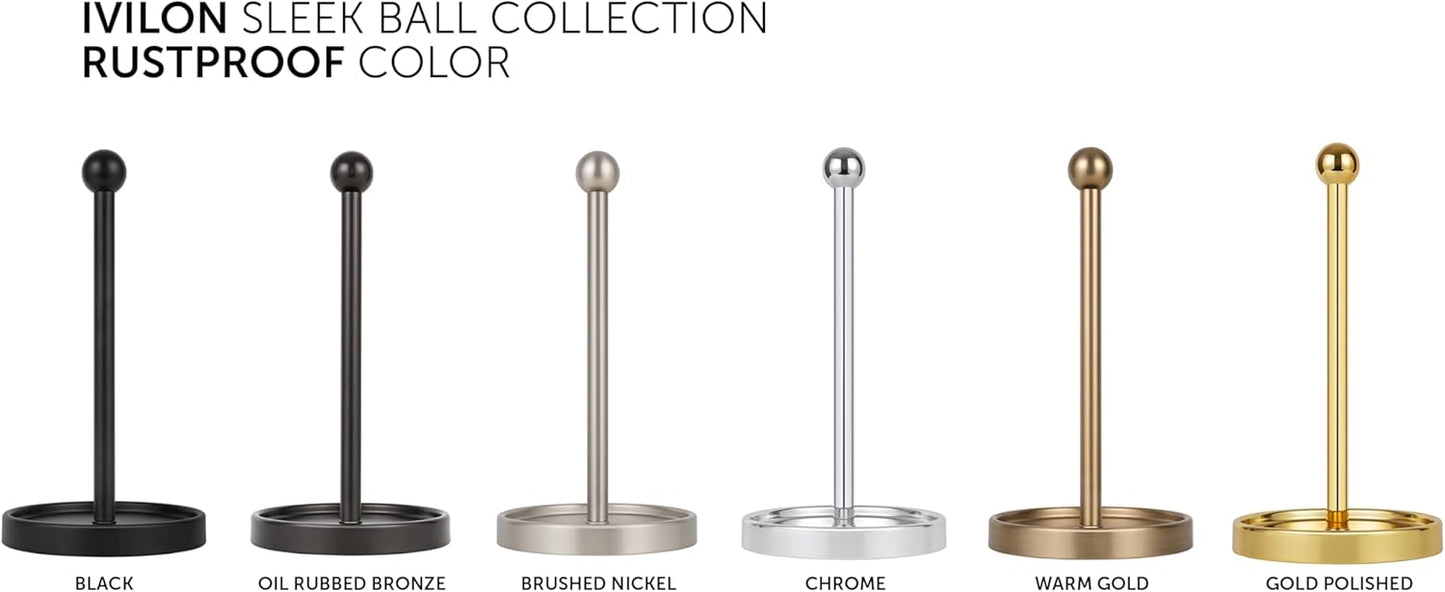 Ivilon Countertop Paper Towel Holder - Modern Sleek Ball Minimalist Design - Color Gold Polished