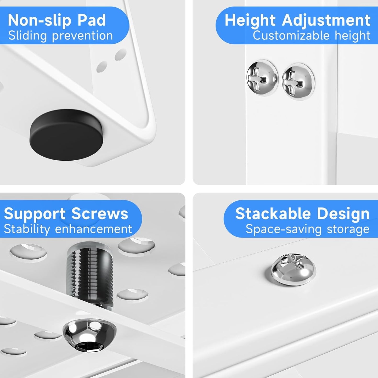 Expandable Kitchen Shelf Organizers, Kitchen Cabinet Organizer Stand Rack Organization for Countertop Cupborad Pantry, White 2 Pack