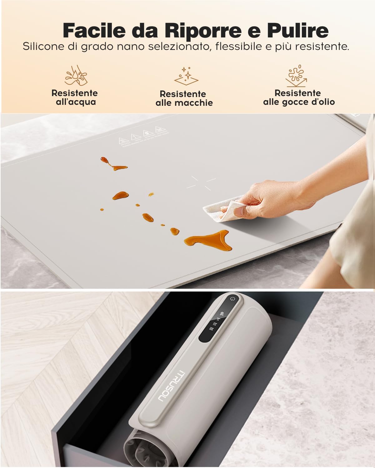 Electric Warming Tray - Full Surface Heating,Rollable & Portable,Premium Silicone Nano-Material,3 Temperature Settings,Auto Shut-Off -Versatile Food Warmer for Gatherings,Parties,Everyday Use