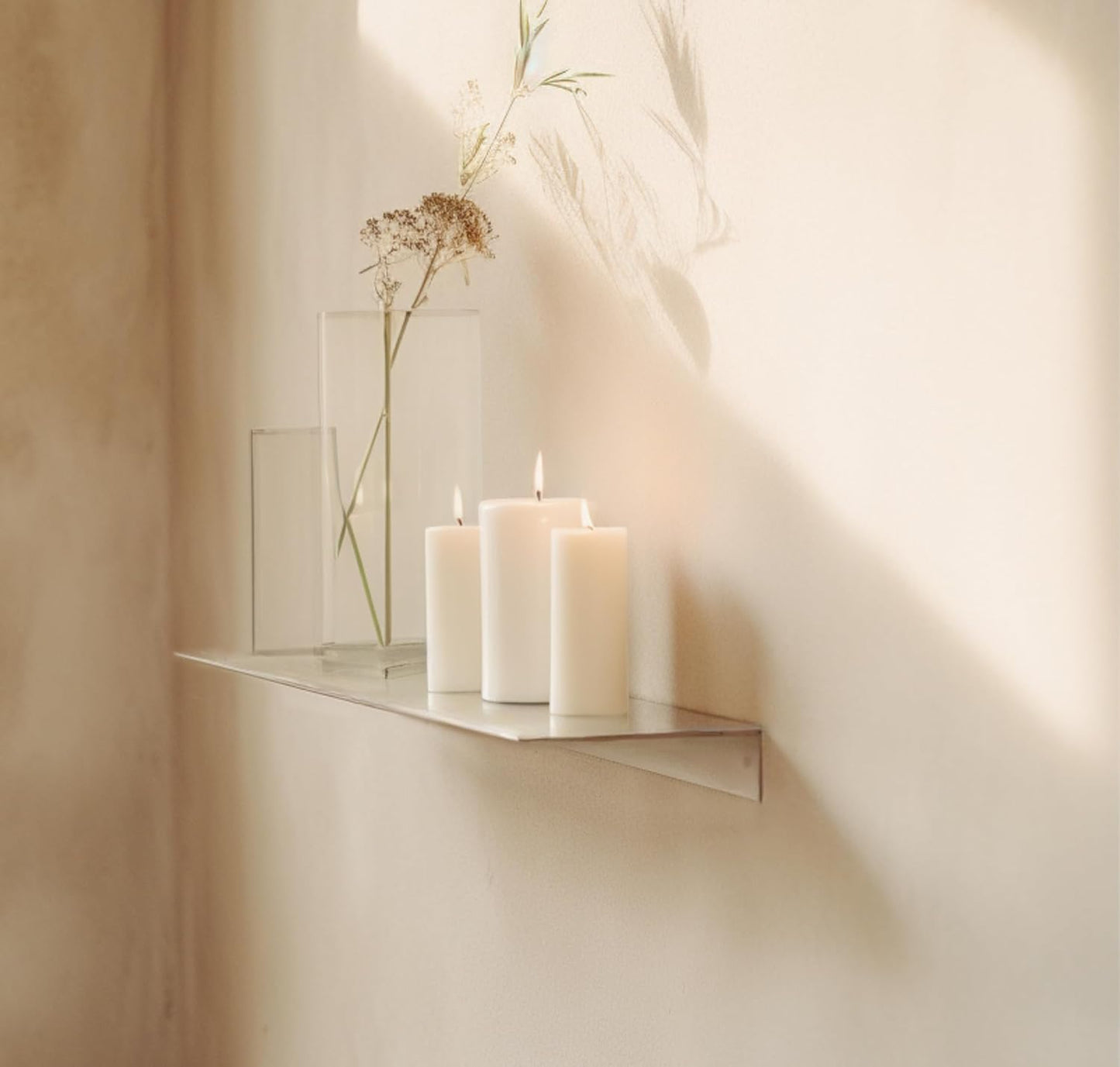 DIY CARTEL Made in USA Linear Floating Shelf - USA Manufactured Steel - Industrial Heavy Duty Metal Wall Mounted Modern Farmhouse Rustic Designed Shelf (24-in X 8-in Powder Coated White)