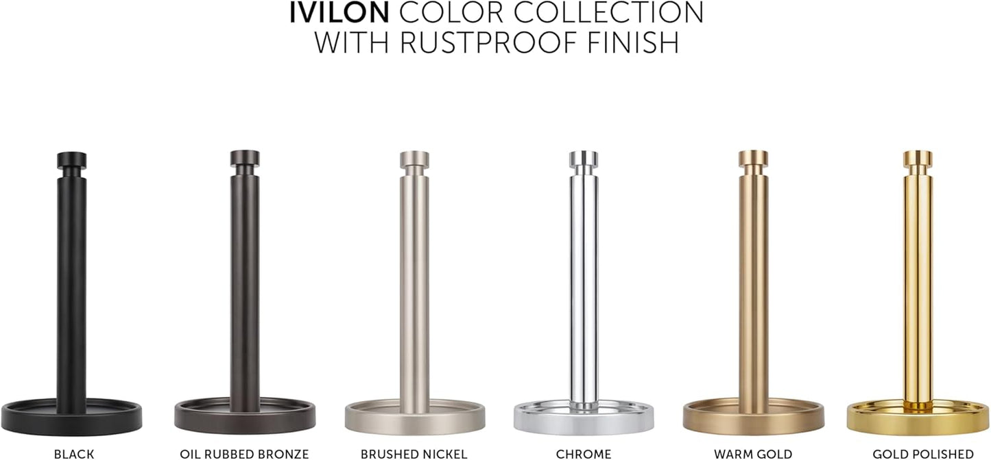 Ivilon Countertop Paper Towel Holder - Steady and Easy Tear - Fits All Paper Towel Rolls - Chrome