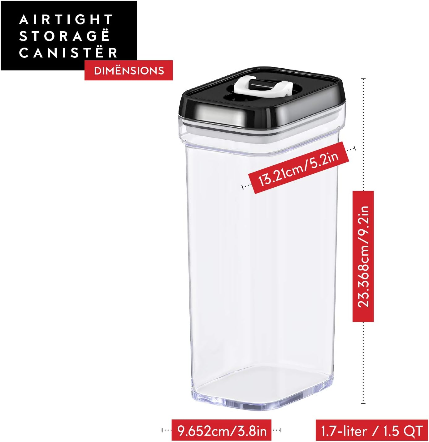 DWËLLZA KITCHEN Airtight Food Storage Containers with Lids – 4 Piece Set Air Tight Kitchen Storage Containers Clear Pantry Organization and Storage Set BPA-Free - Keeps your Food Fresh & Dry