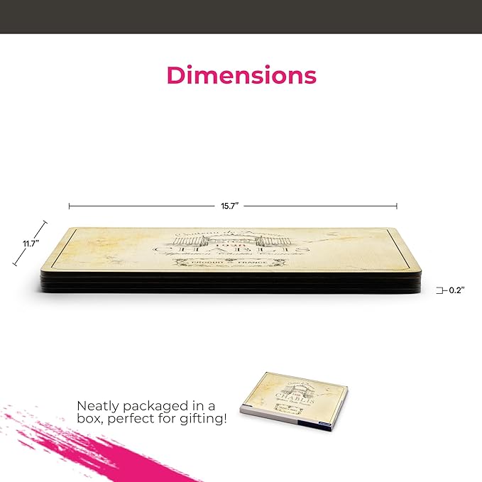 Pimpernel Exclusive Art Collection Placemats & Coasters Set (15.7" x 11.7") – Cork-Backed Boards with Lacquer Finish, Heat & Stain Resistant Dining Mats & Furniture Protectors for Table & Kitchen