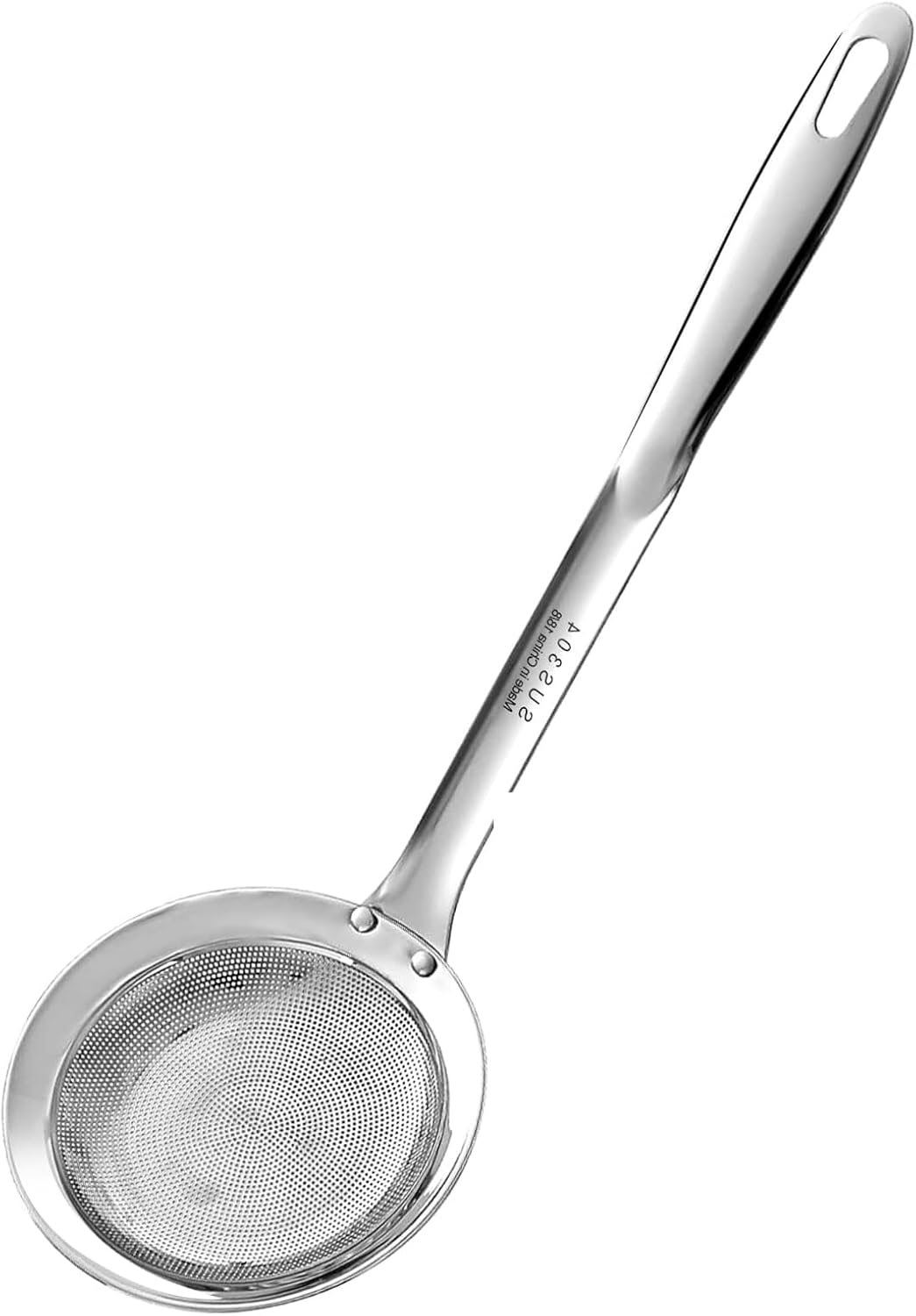 Hot Pot Skimmer Spoon, Fine Mesh Strainer with Long Handle, Broth Foam Filter Ladle for Seafood, Meat and Vegetables (DIA 4.3 Inch)
