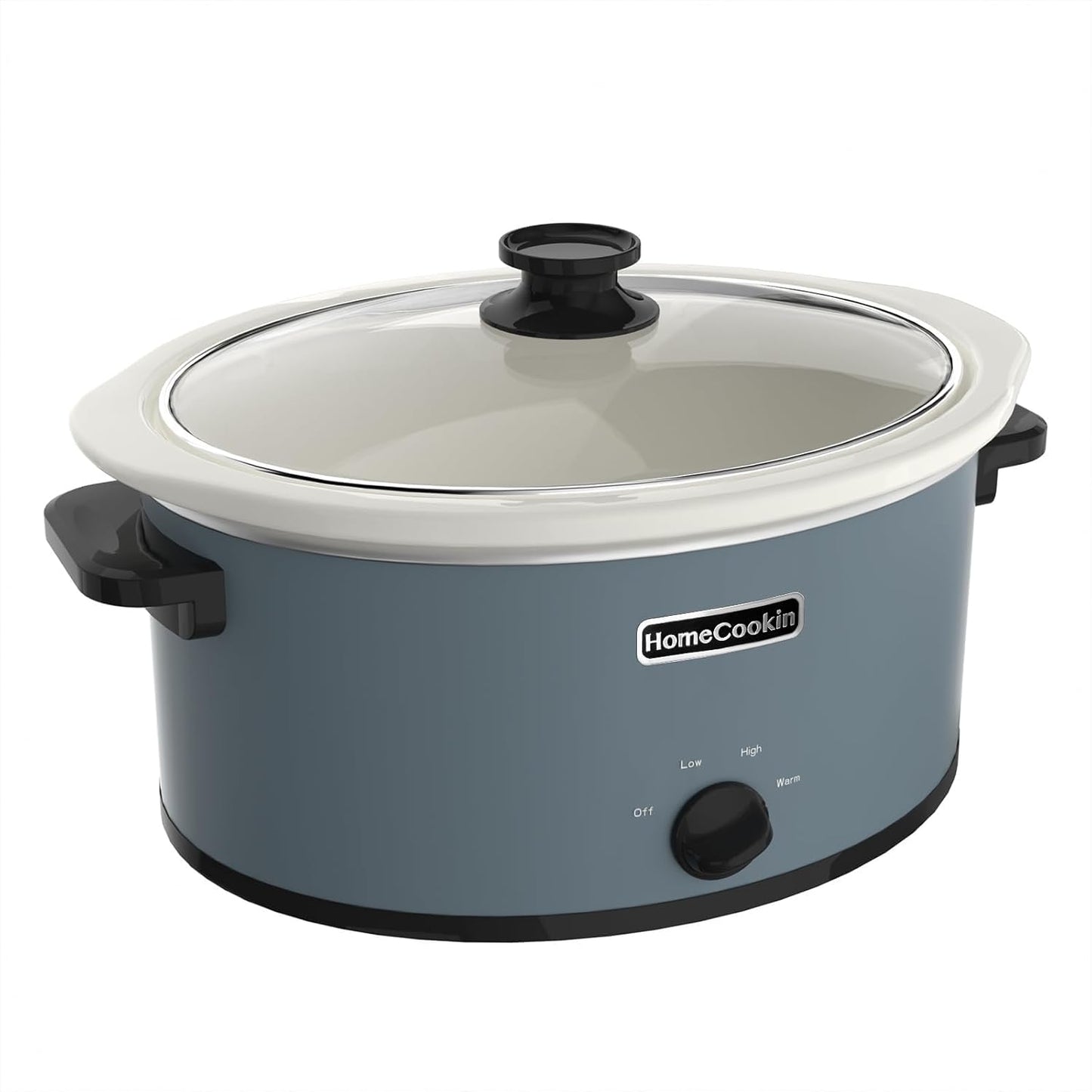 HOMECOOKIN 7 Quart Slow Cooker Oval Manual Pot Food Warmer with 3 Cooking Settings, Blue
