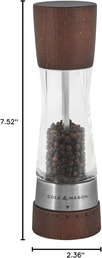 Cole & Mason Derwent Pepper Mill - Refillable Pepper Grinder with Gourmet Precision Mechanisms - Kitchen Accessories for Cooking - Black Peppercorn Grinder for Seasoning - Pepper Mill, Forest Wood