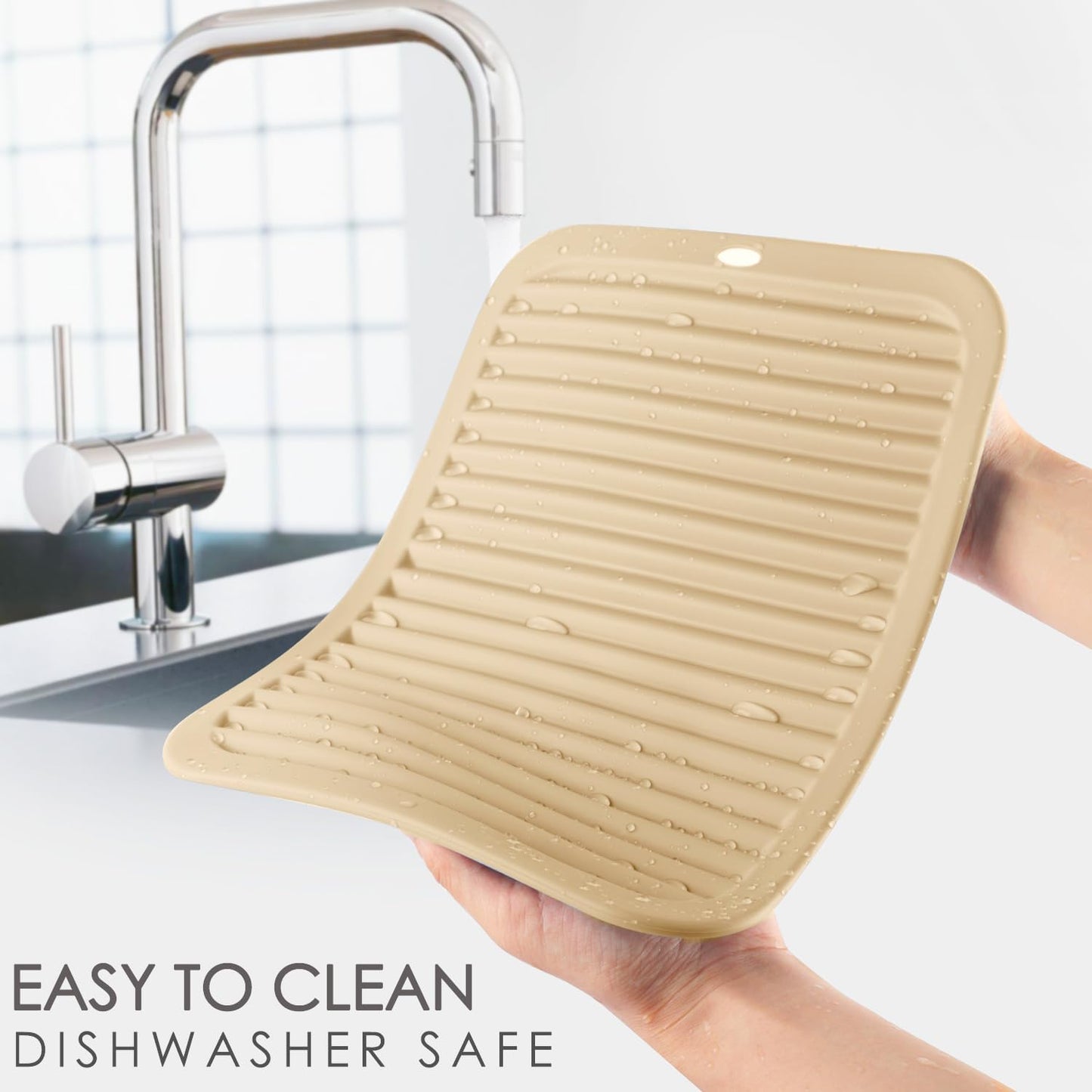 QPIX DIGITAL 4 Pack Silicone Trivets for Hot Dishes, Large & Heat Resistant Silicone Pot Holder Hot Pads for Kitchen, 9x12 Beige Silicone Trivet Mat for Hot Pots and Pans, Jar Opener, Drying Mat