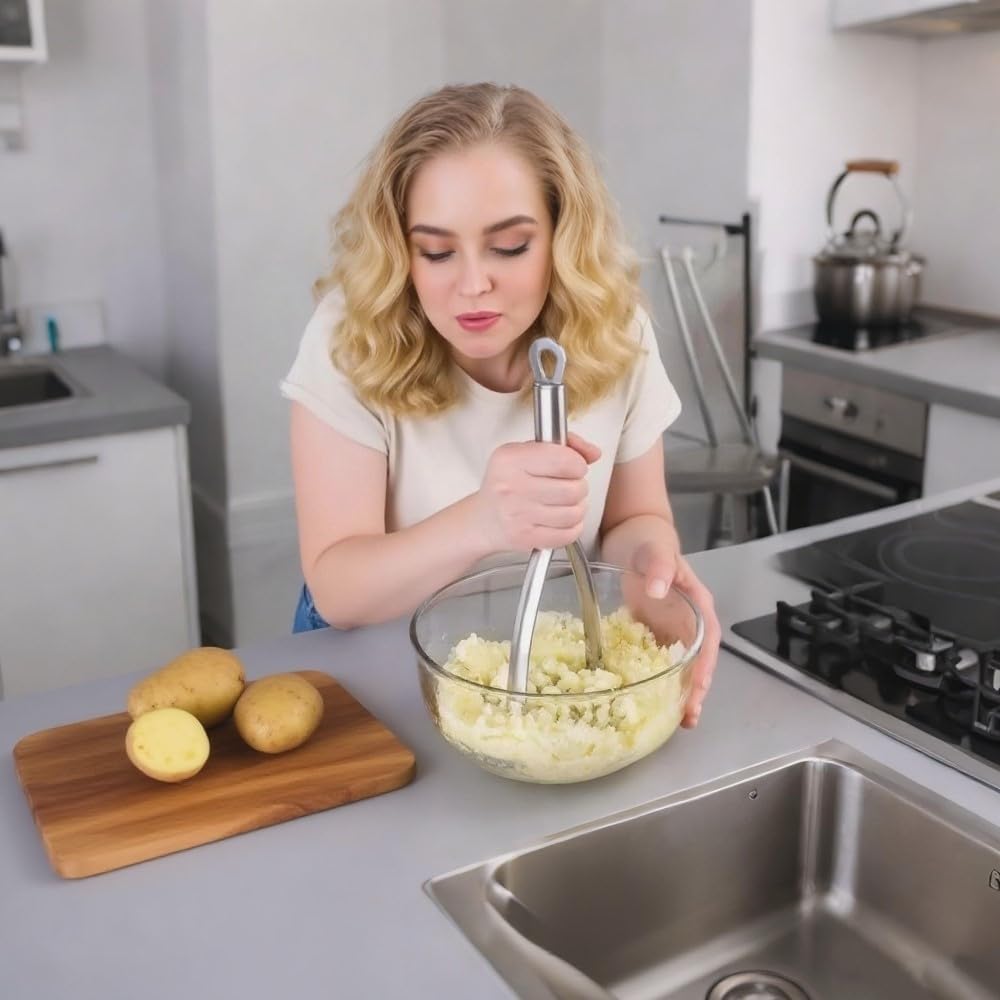 FLYINGSEA Potato Masher, Professional 18-8 Stainless Steel Potato Masher. Vegetable Masher,Cooking And Kitchen Tools.