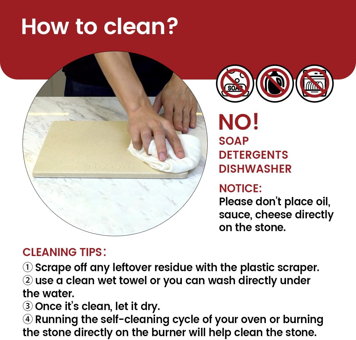 K ROCKSHEAT 15 Inch Round Pizza Stone for Oven Grill BBQ, Cordierite Large Pizza Grilling Stone, Durable Bread Baking Stone 15"