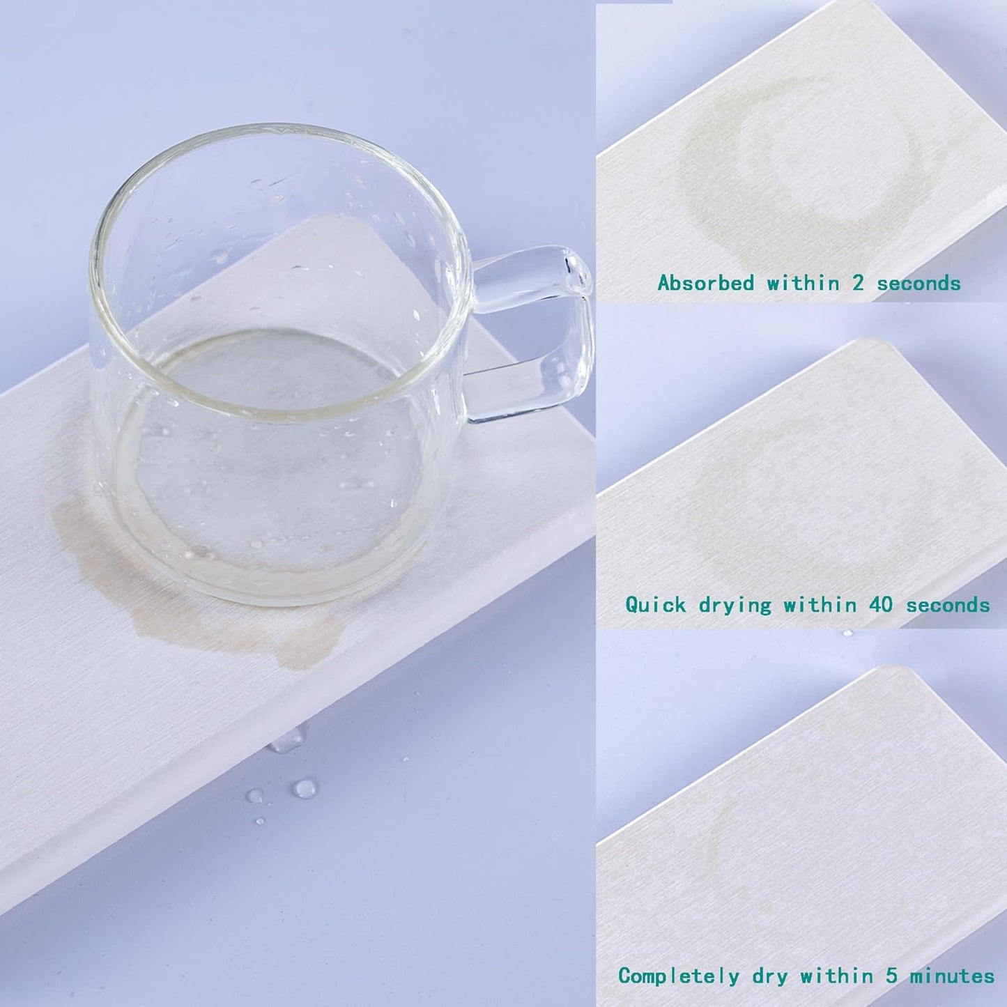 2 Pcs Water Absorbing Stone Trays, Kitchen/Bathroom Sink Soap Dish, Diatomite Tray Used for Hand Soap & Cosmetic Bottles in The Modern Home, 4" W x 8.3" L, White