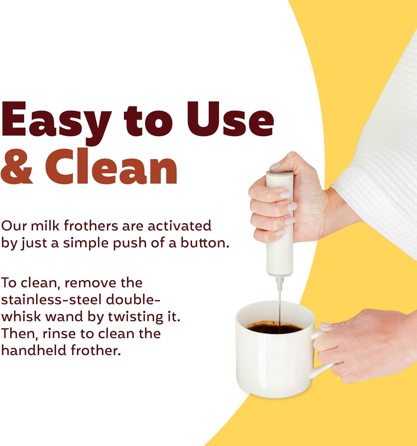 Joe’y High-Grade Milk Frother, USB-Powered Handheld Whisk for Coffee, Lattes, Matcha, Hot Chocolate, Dual-Speed Stainless Steel Frothing Wand with Travel Case, Double-Whisk, White