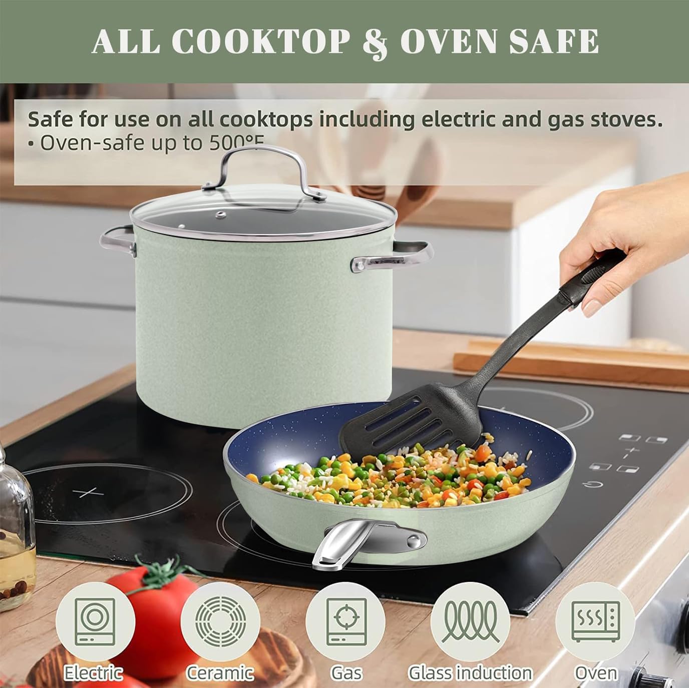 Nuwave 12pc Forged Lightweight Cookware Set, G10 Healthy Duralon Ceramic Ultra Non-Stick Coating, Vented Tempered Glass Lids, Stay-Cool Handles, Induction-Ready & Works on All Cooktops, PFAS Free