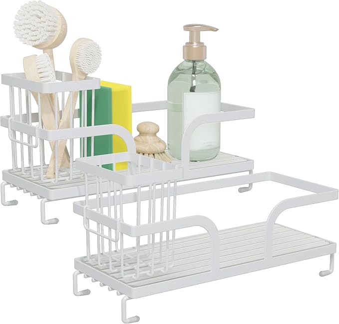 Bathroom Counter Organizer,Perfume Tray,Stone Drying Mat for Kitchen Counter,9.7" x 4.2"x 3.2", Ideal for Bathroom Organizers and Storage, Vanity, Skincare, Present, and More,2PCS White