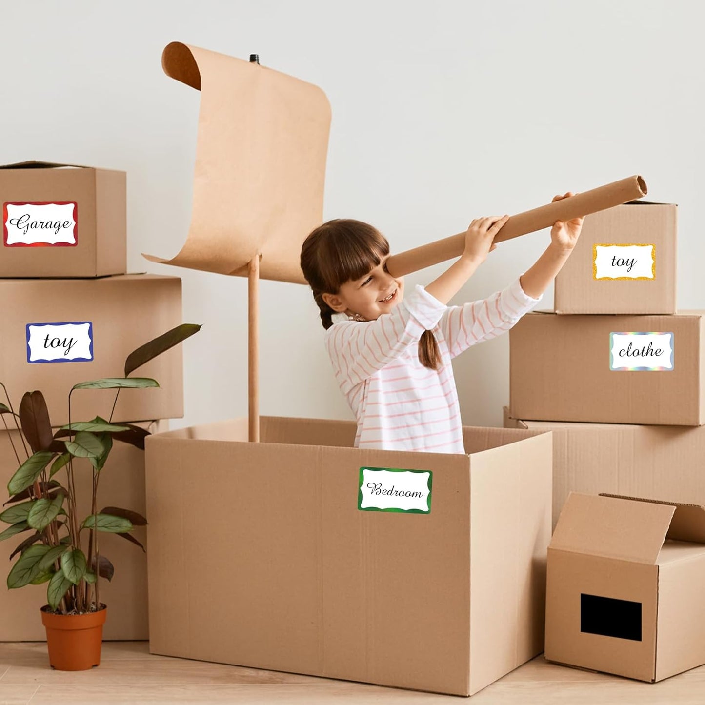 STARLIBOO Holographic Colored Labels Stickers, 3X5 Inch Removable Large Label Stickers for Moving Boxes and Storage Bins- Waterproof- Writable- Tear Resistant (Holographic Red