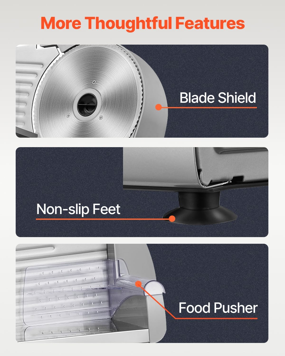 VEVOR Meat Slicer, 180W Electric Deli Food Slicer, 7.5 inch Meat Cutter with a Premium SUS420 Blade, 0-0.6 inch Adjustable Thickness, Food Slicer for Frozen, Hard Bread and Cheese, Home Use