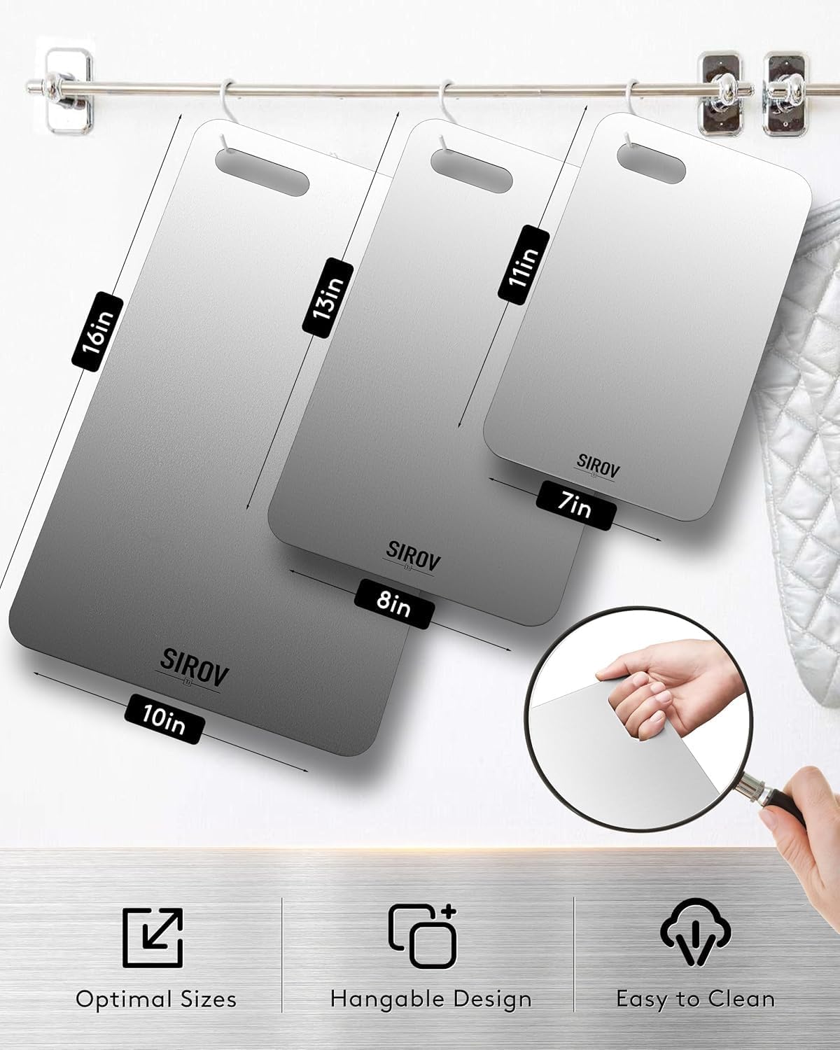 Titanium Cutting Board, 100% Pure Titanium Cutting Boards For Kitchen, Best Non Toxic titanium chopping board, Dishwasher safe, Hygiene and Durability for Meat, Fruit, and Vegetables (12.6L*8W)