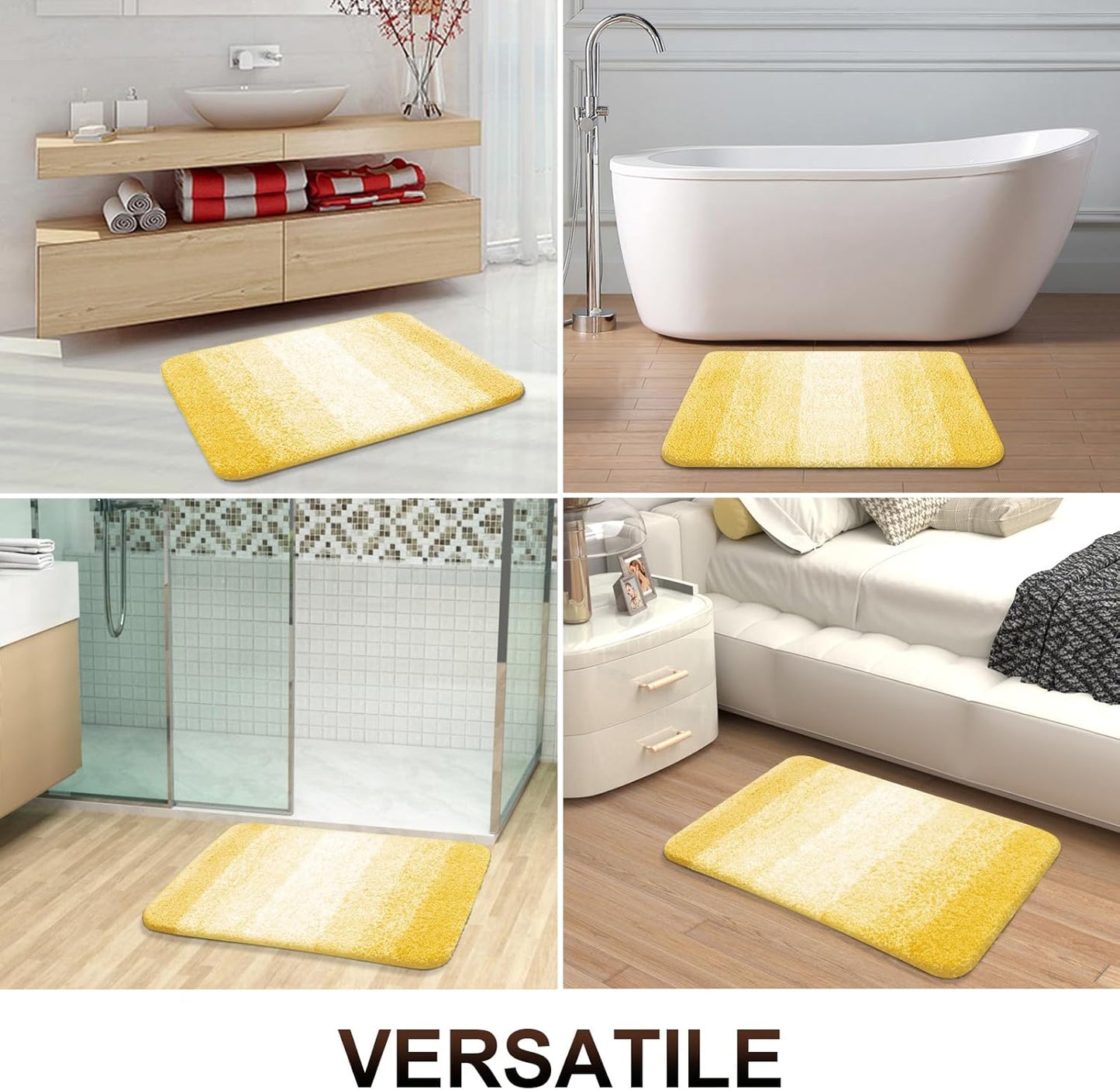 OLANLY Bathroom Runner Rugs 59x24, Extra Soft Absorbent Microfiber Bath Rugs, Rubber Backing, Quick Dry, Machine Washable Bath Mats for Bathroom Floor, Tub and Shower, Home Decor Accessories, Yellow