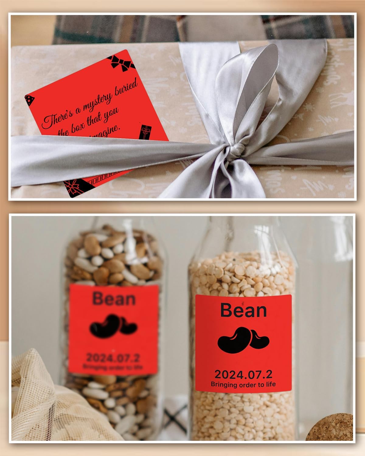 iEager Red Square Thermal Label Stickers, 3" x 3" Self-Adhesive Square Direct Thermal Labels with Perforation Line, 500 Sheets/Roll