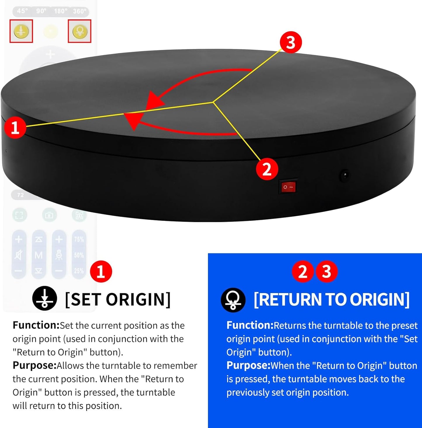 15.8In Remote Motorized electric turntable Rotating platform Photography Turntable Motorized lazy susan Base giratoria para for Photography,3D Scanner,Heavy duty display(Load Range:220~500lbs)