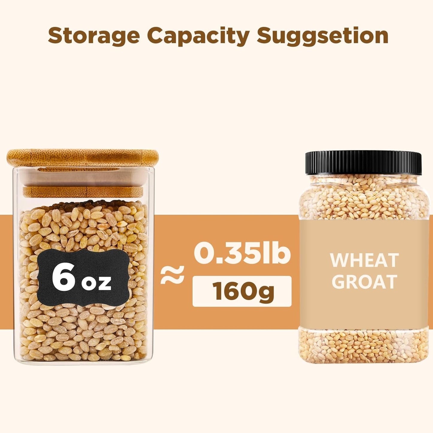 Glass Food Storage Jars Square 6oz, 16 Pack Glass Jars With Bamboo Lids, Kitchen Storage Containers For Spice, Candy, Cookie, Storage For Pantry Organizers