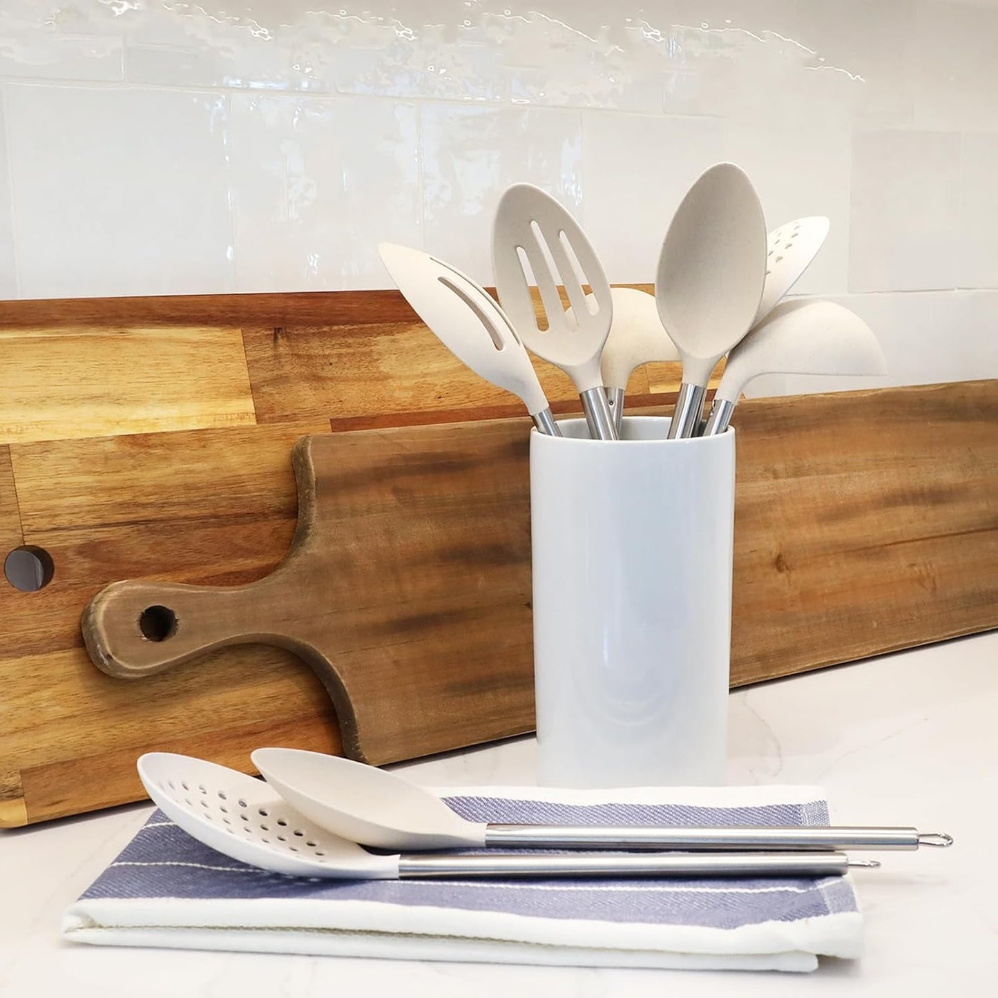 Beille Wheat Straw Skimmer Spoon with Stainless Steel Handle Cooking Baking Kitchen Utensils, 13.5 Inch