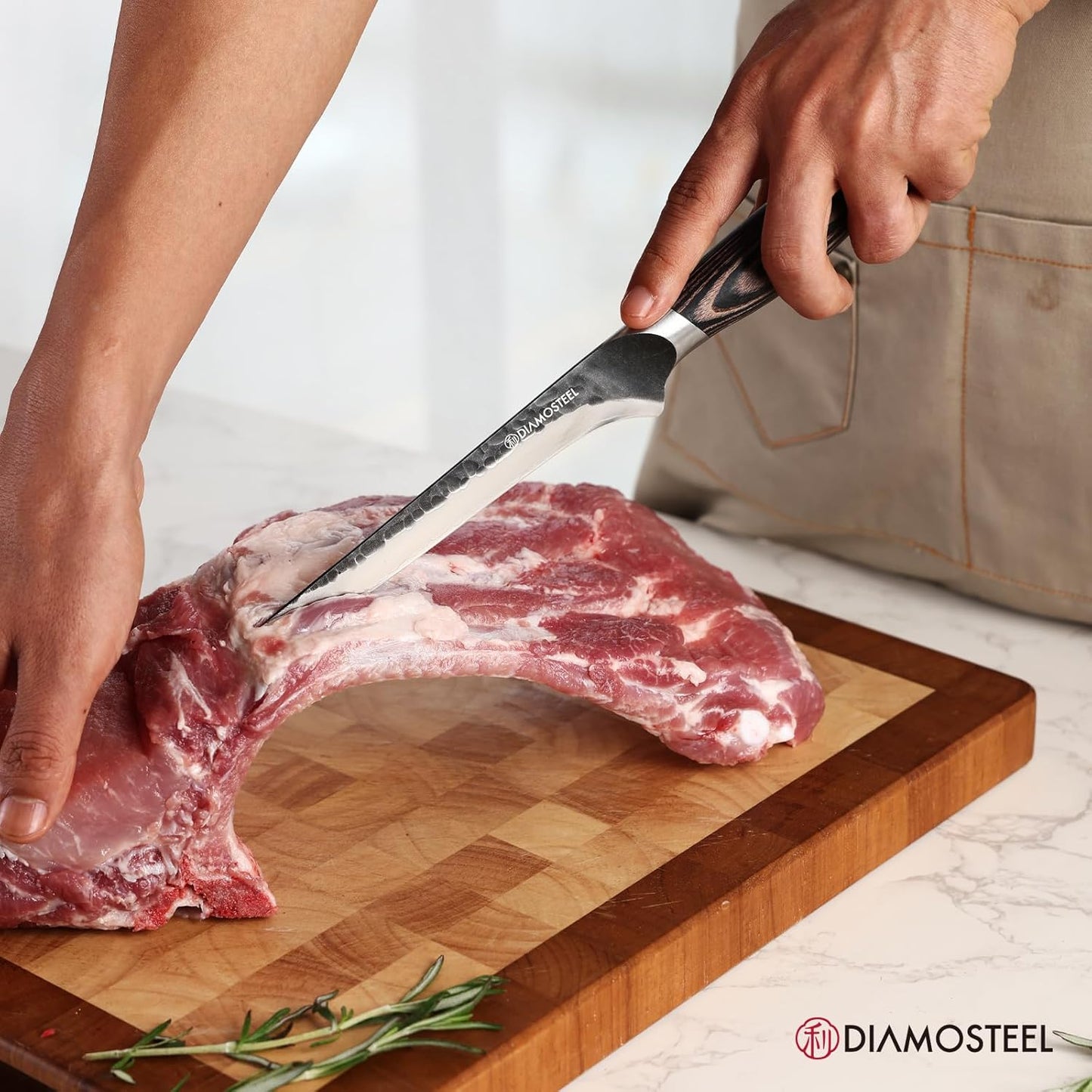 6.5-Inch Boning Knife - Sharp Fillet Knife Hammered Black Oxide Blade Japanese 9CR18MOV High Carbon Stainless Steel - Ergonomic Pakkawood Handle with Present Box