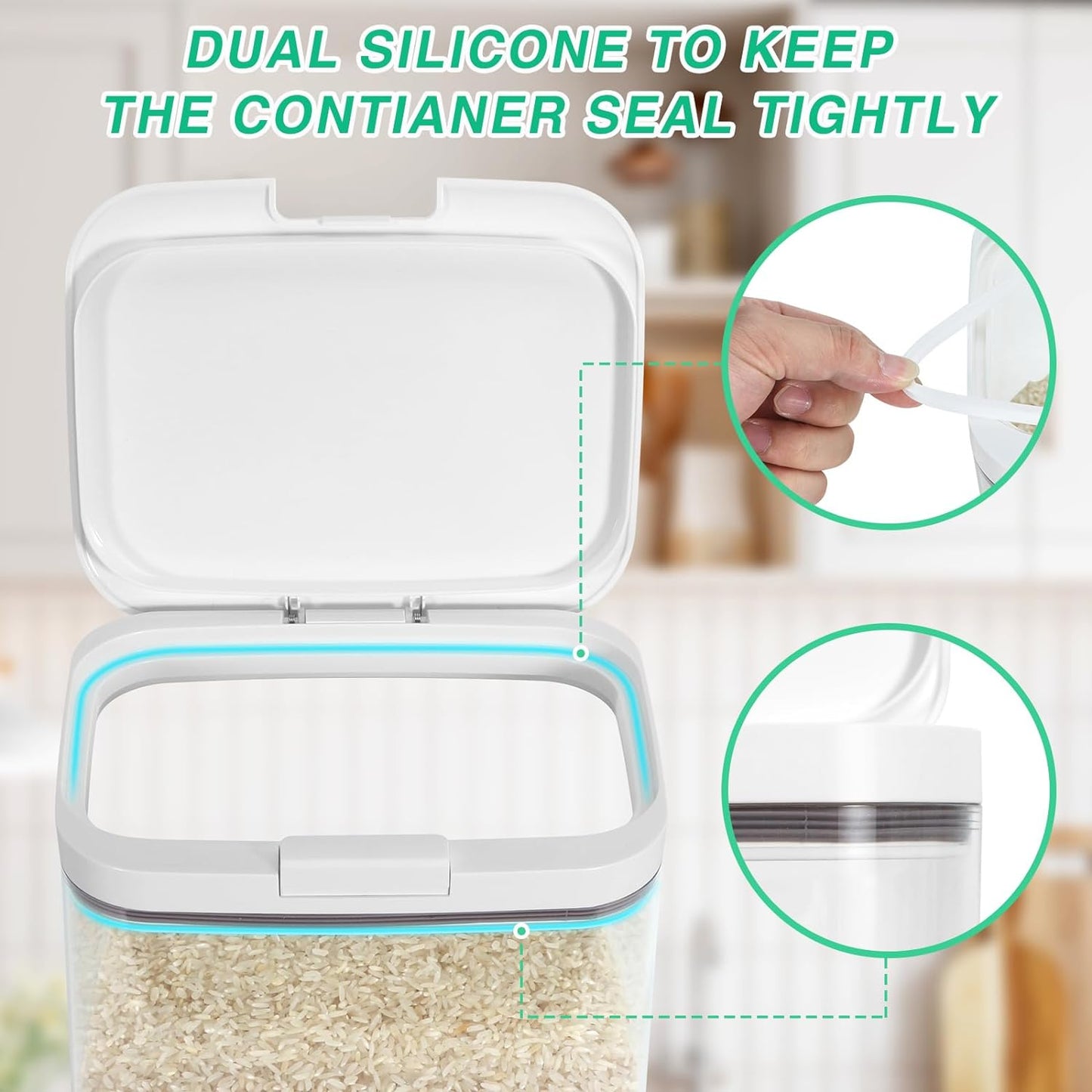 Flour Sugar Storage Containers, 2Pack 2.9 Qt + 4.75 Qt Food Storage Container with Pop-to-Flip Lids for Rice Dog Food Dog Treat Storage, Kitchen Organizers and Storage