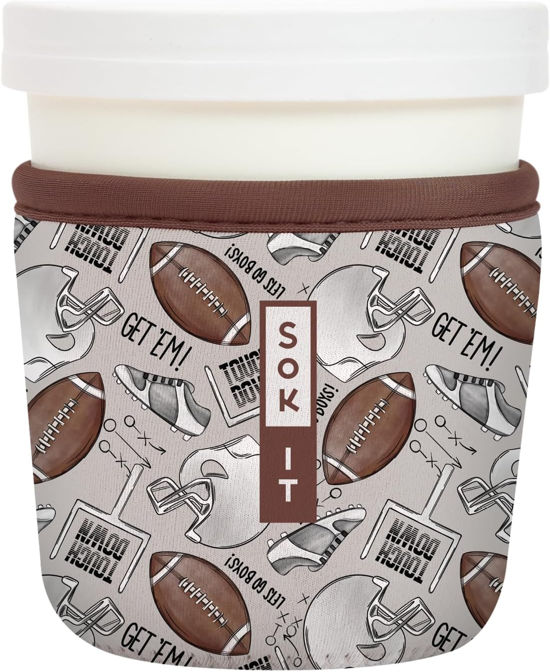 Sok It IceCreamSok Insulated Neoprene Cover (Football, Tapered Ice Cream Pints)