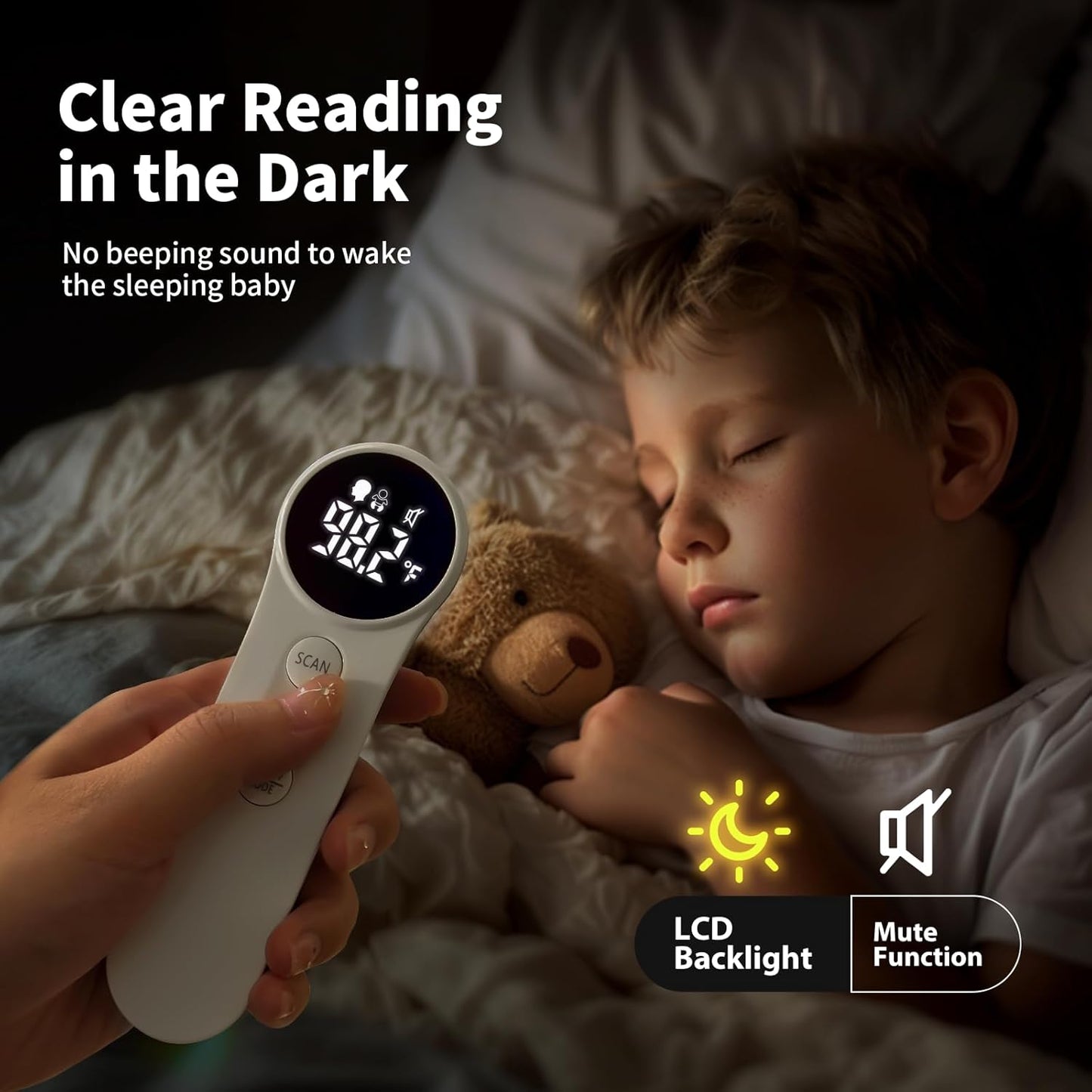 Boncare Ear and Forehead Thermometer, 2X Accuracy Infrared Digital Thermometer for Adults and Kids, 1 Second Reading, No Touch Baby with Fever Alarm