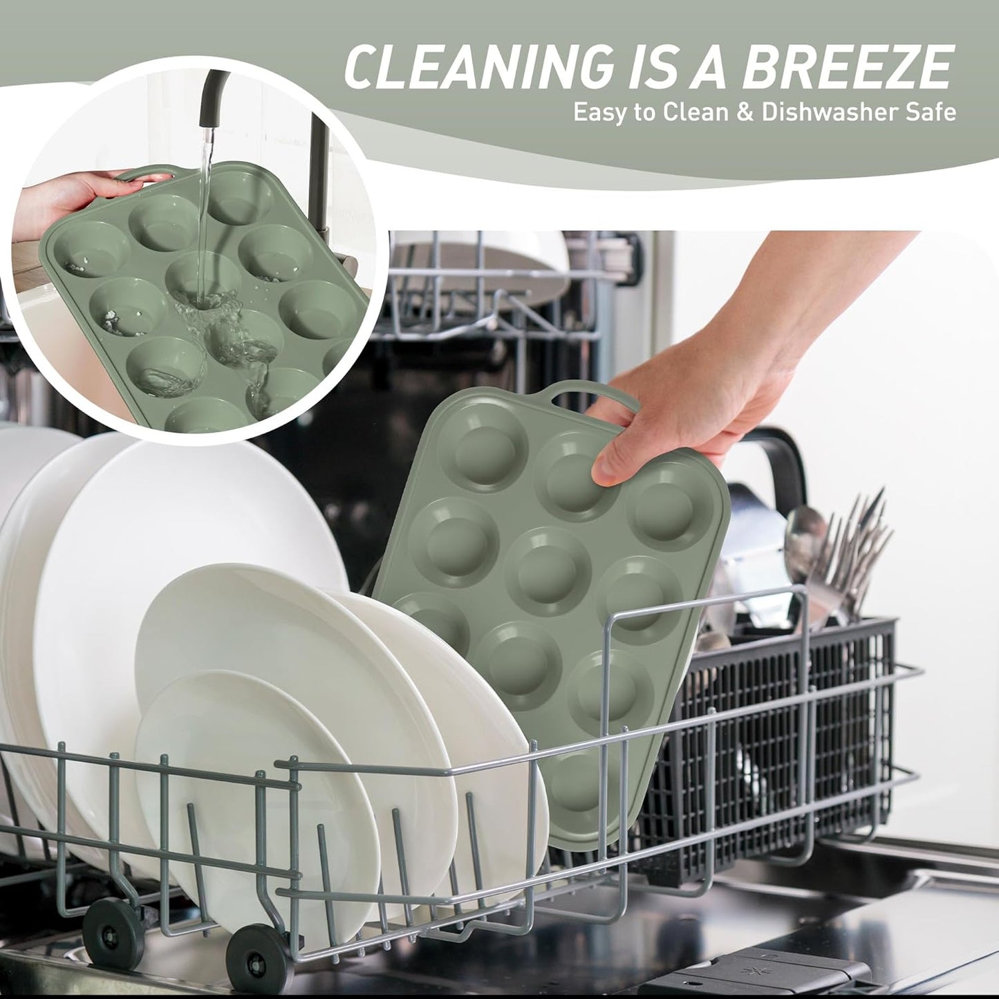 2 Packs 12 Cups Silicone Muffin Pan with Metal Reinforced Frame Regular Size Cupcake Pan Tray Egg Bites Silicone Circle Cookie Molds Muffin Tin Tart Pans Baking Sheet Set for Breakfast Sandwiches