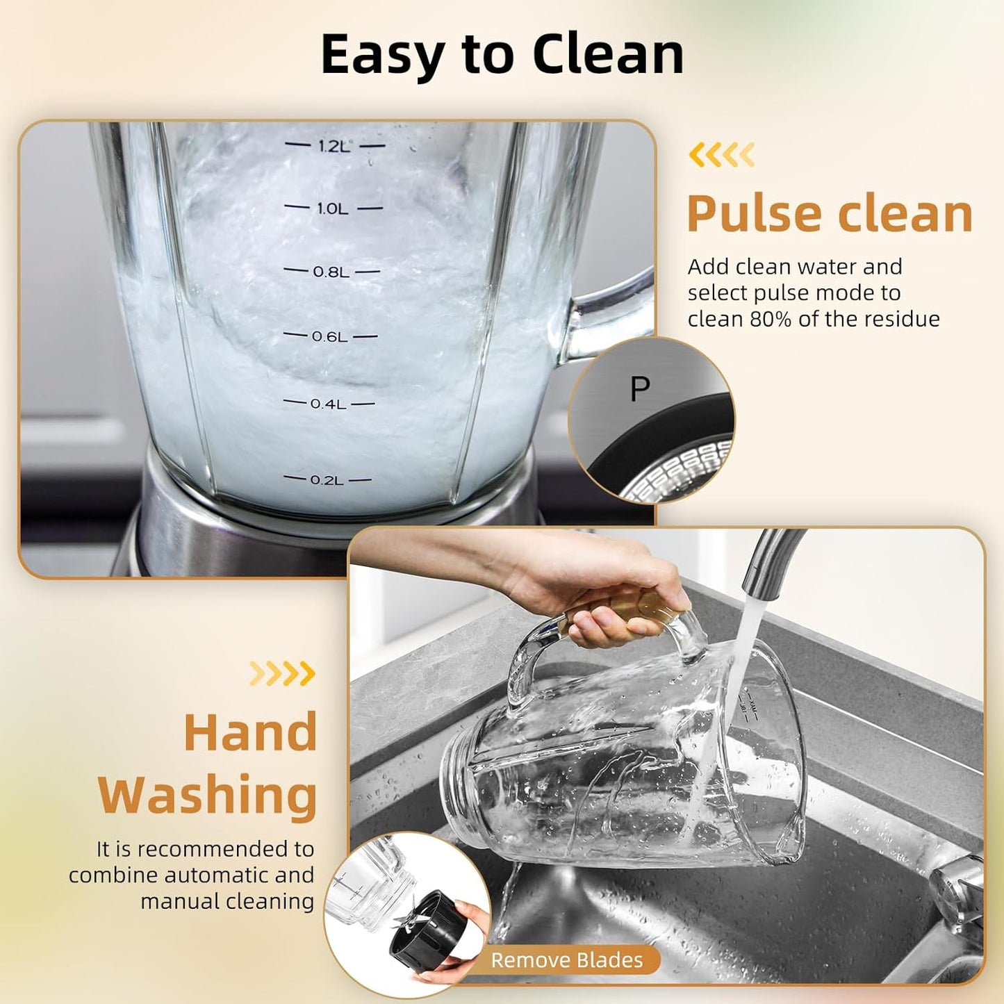 Uten 800 Watt Hight Speed Countertop Blender for Smoothies and Shakes, Ground Coffee Beans, 60 Oz Glass Jar, 5 Speed Settings and Pulse