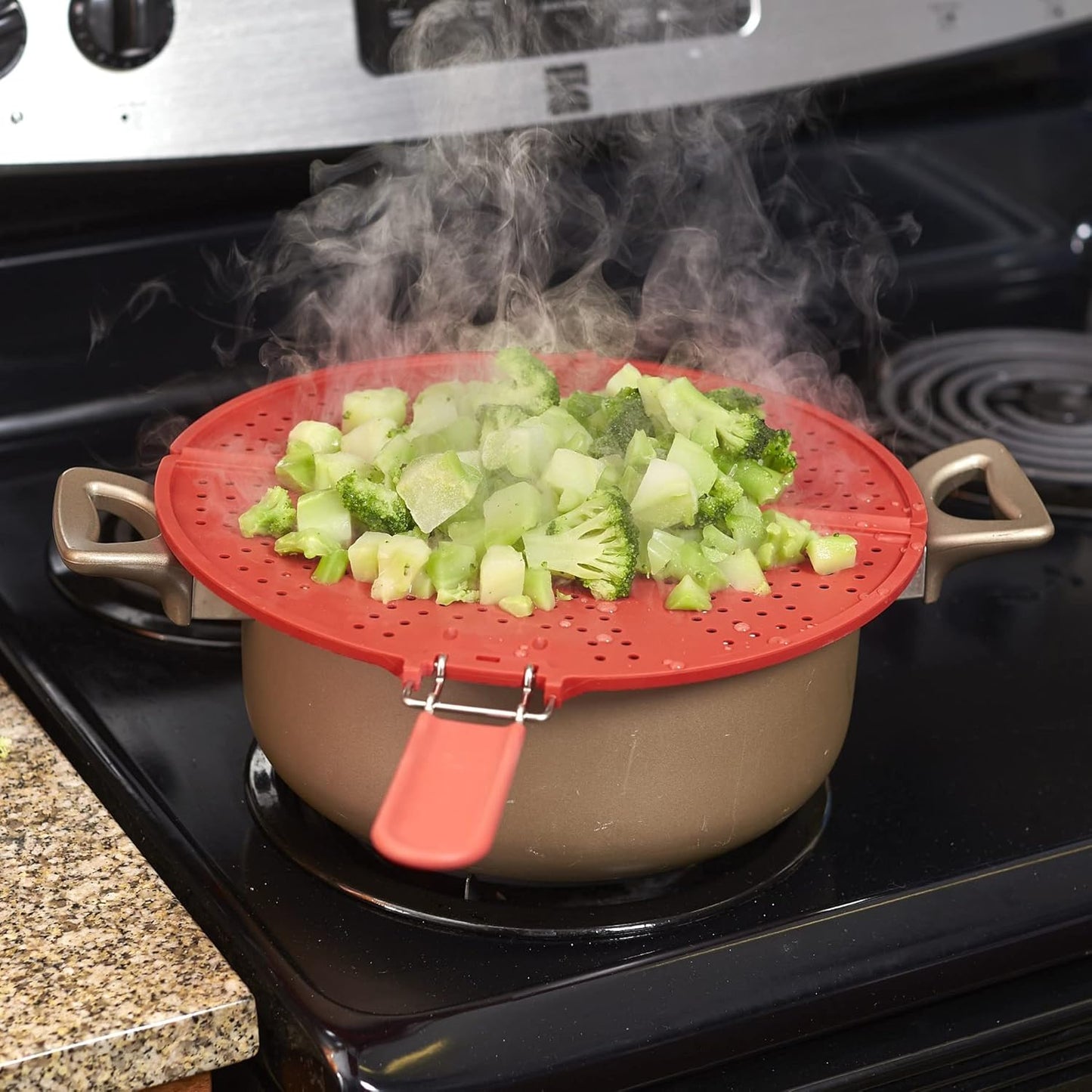 Splatter Screen for Frying Pan Foldable Grease Splatter Guard Silicone Splatter Shields Multifunction Oil Screen for Skillet with Folding Handle Bacon Splatter Screen Strainer