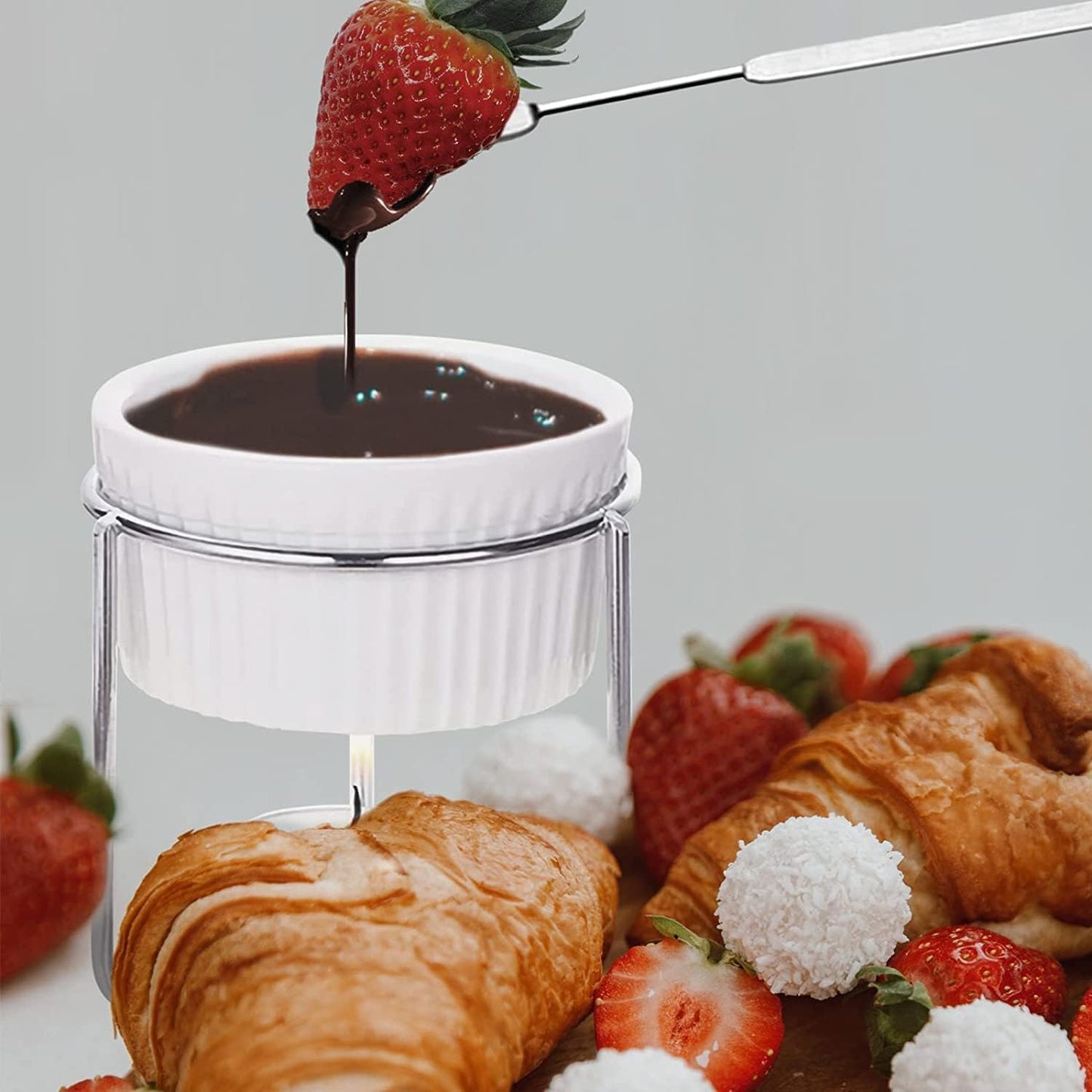 Luvan 4 Pieces Butter Warmers,Butter Warmers For Seafood with 20 Pieces Tealight Candles,Ceramic Butter Warmer Set for Chocolate or Cheese,Fondue- Dishwasher Safe,Microwave Safe, Oven Safe