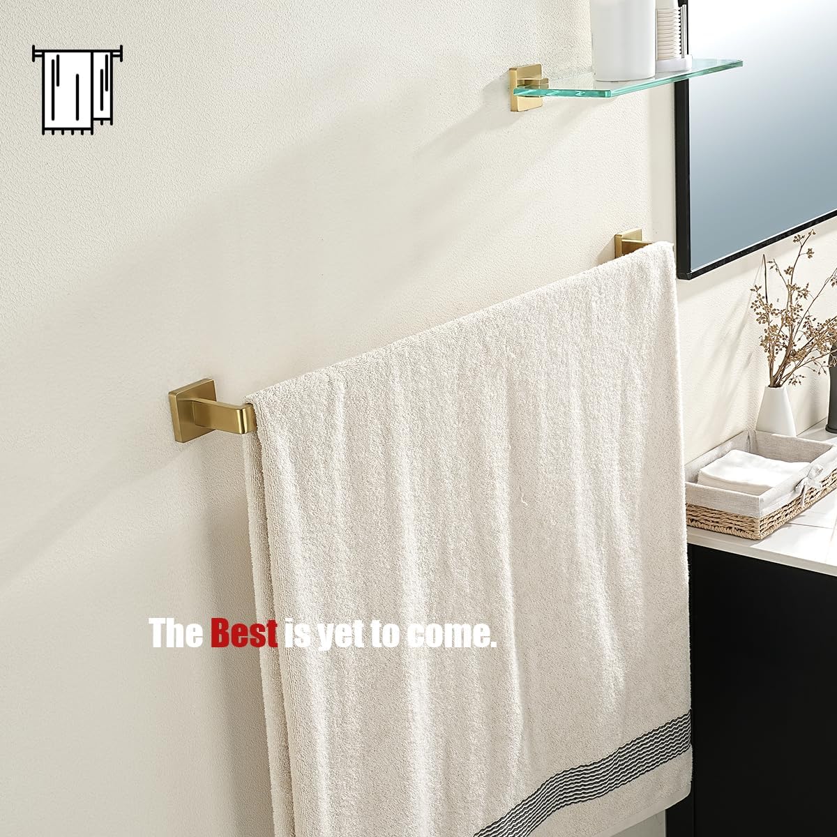 JQK Gold Towel Bar, Rounded Edges 32.41 Inch Towel Rack, 304 Stainless Steel Bathroom Wall Mount, Useable Length 30 Inch, TB250L30-BG