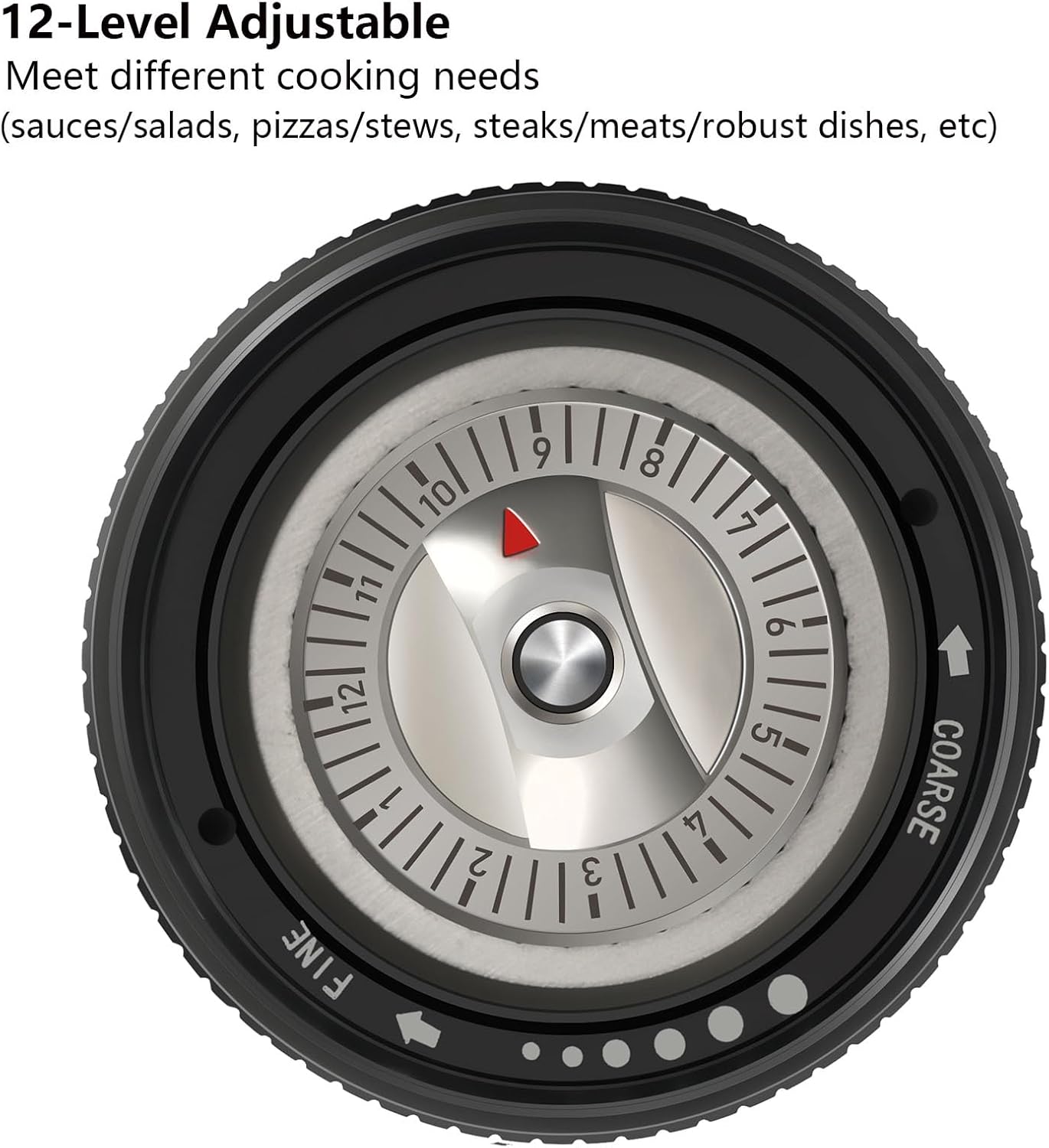 ARKNOAH Premium Pepper Grinder - Adjustable Coarseness with Aircraft-Grade Aluminum Body and Stainless Steel Blades-Refillable Manual Pepper Mill for Professional Kitchens & Commercial Use