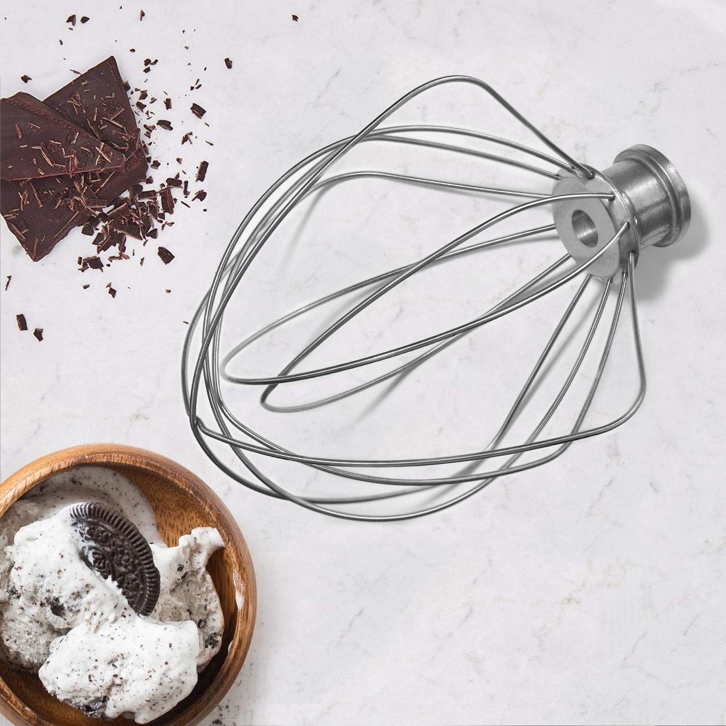 KITCHPOWERR KN256WW 6-Wire Whip Attachment for KitchenAid 6 Quart Bowl-Lift Stand Mixer Accessory Replacement, Egg Cream Stirrer, Cakes Mayonnaise Stainless Steel Whisk