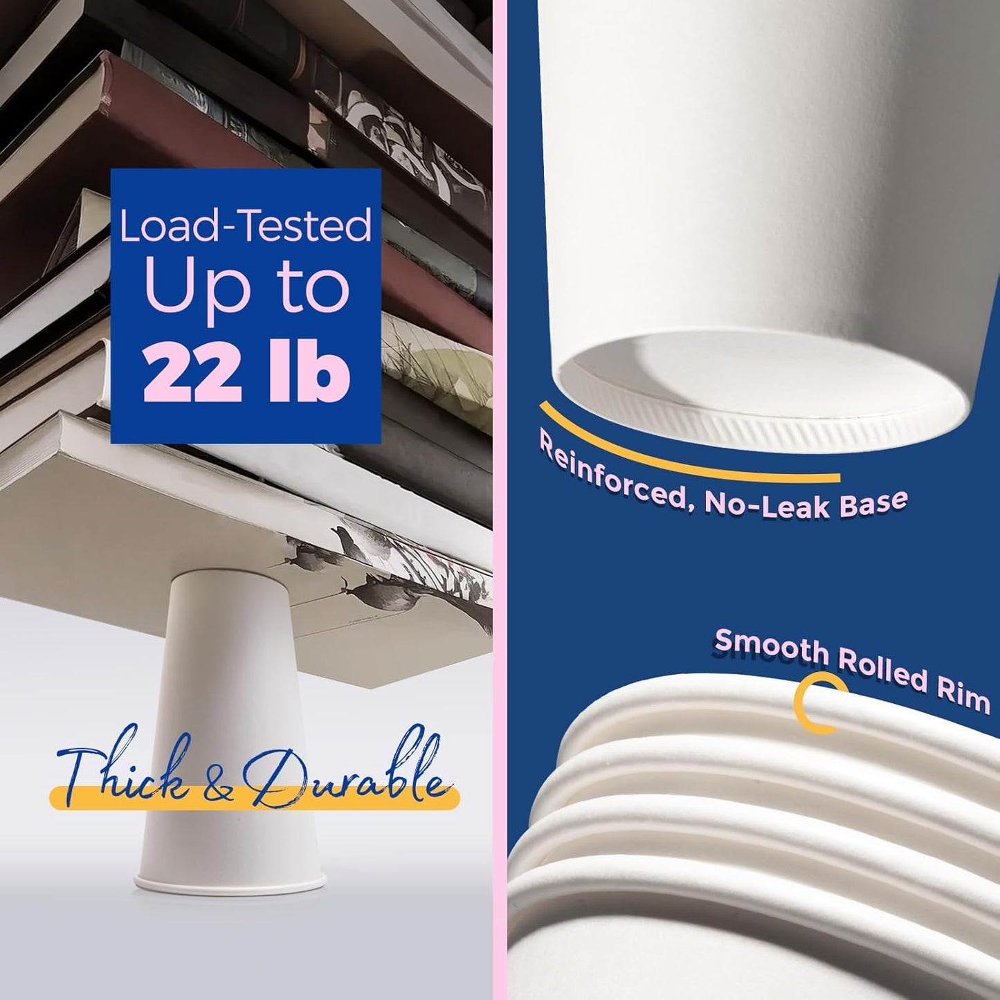 Fit Meal Prep 50 Pack 16 oz Disposable Coffee Cups with Lids, Sleeves, Leak-Proof To Go Coffee Cups with Lids, Durable Hot Paper Cups for Home, Office, Party, Business