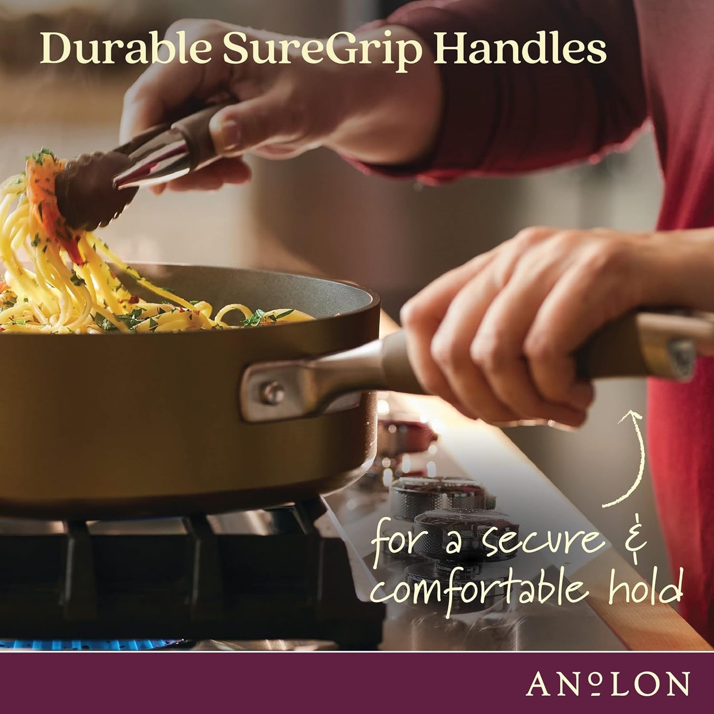 Anolon Advanced Home Hard-Anodized Nonstick Tapered Sauce Pan/Saucepot, 4.5-Quart (Bronze)