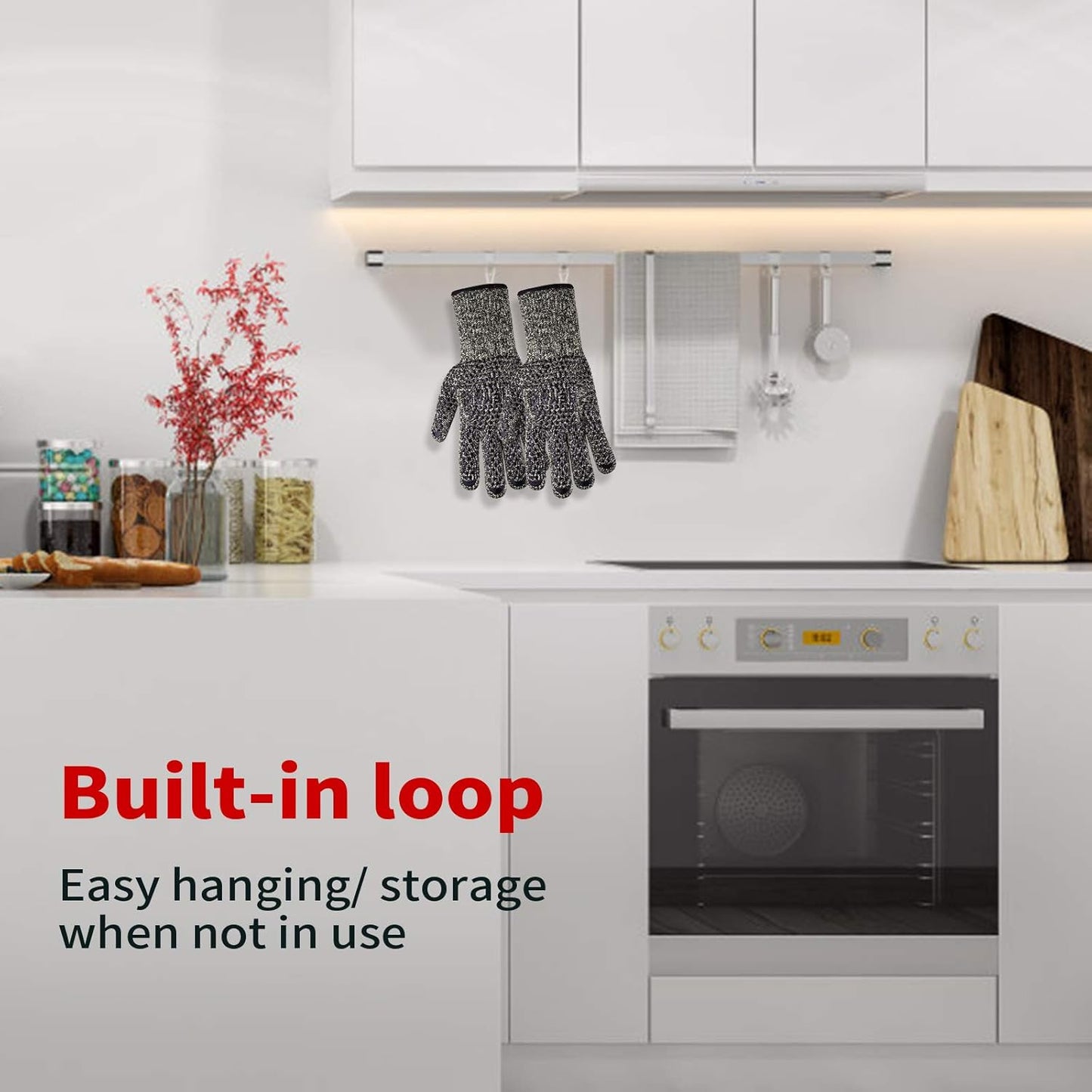 BBQ Grill Gloves, 1472℉ Heat Resistant Oven Gloves, High Temp Resistance Fireproof Glove, Kitchen Hotproof Cooking Mitts for Grilling, Smoking, Baking, Frying