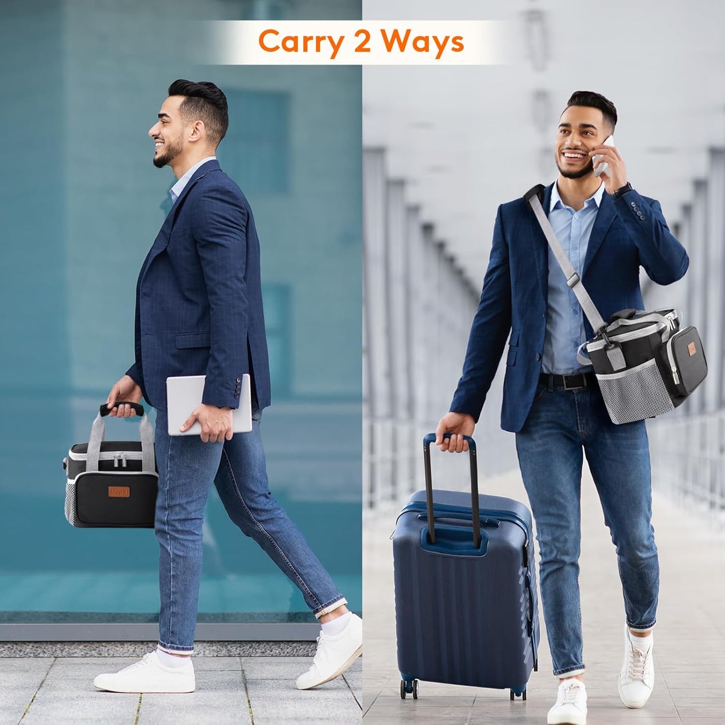 Lifewit Medium Lunch Bag Insulated Lunch Box Soft Cooler Cooling Tote for Adult Men Women, Gray and Black 12-Can (9L)