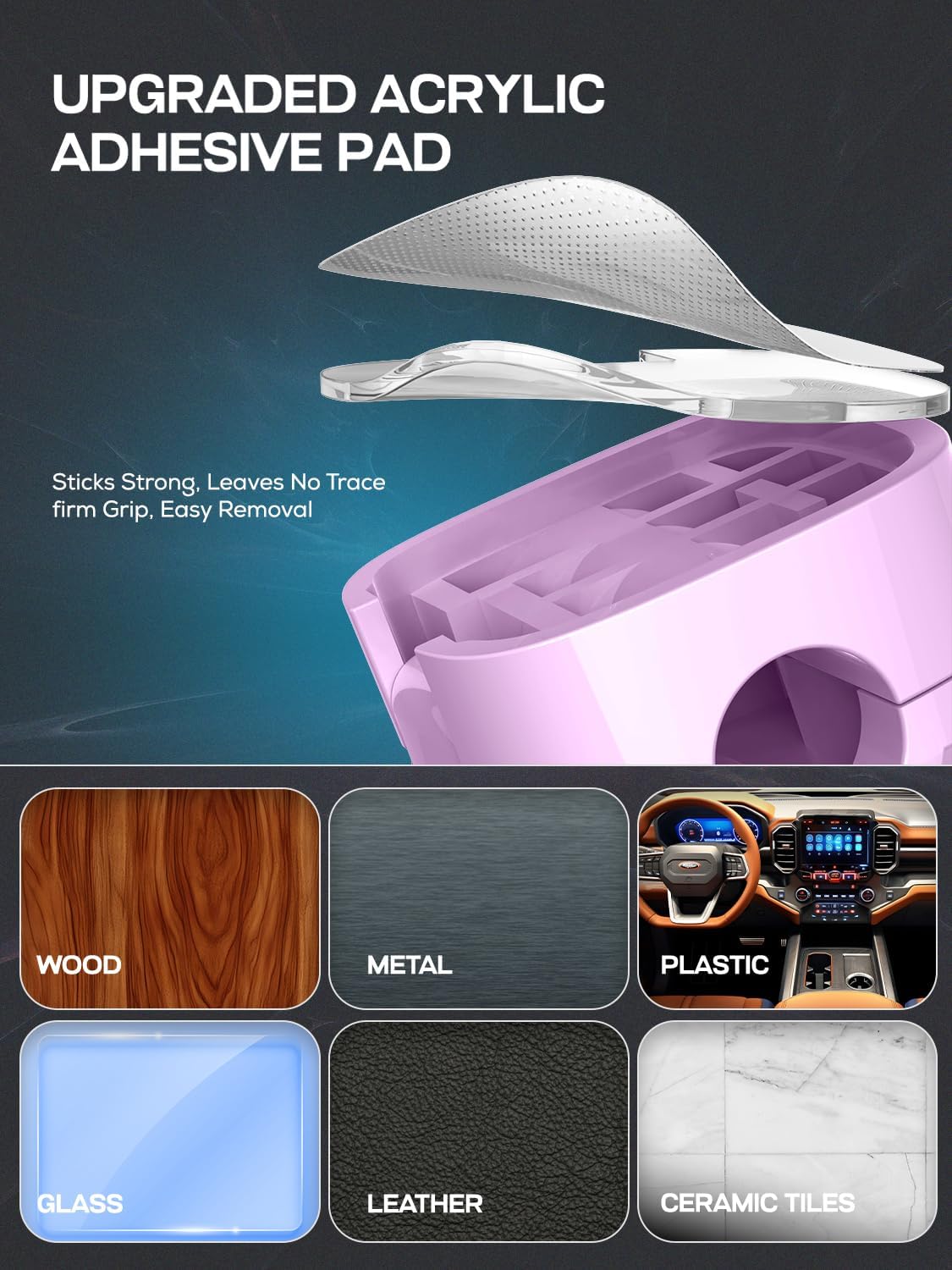 6-Pack Magnetic Cord Holder, Cord Holder with Strong Magnetic Lid, Holds Cables Firmly, 7 mm Charger Holder & HDMI Cord Organizer Clips, Strong Adhesive Pad (Purple)