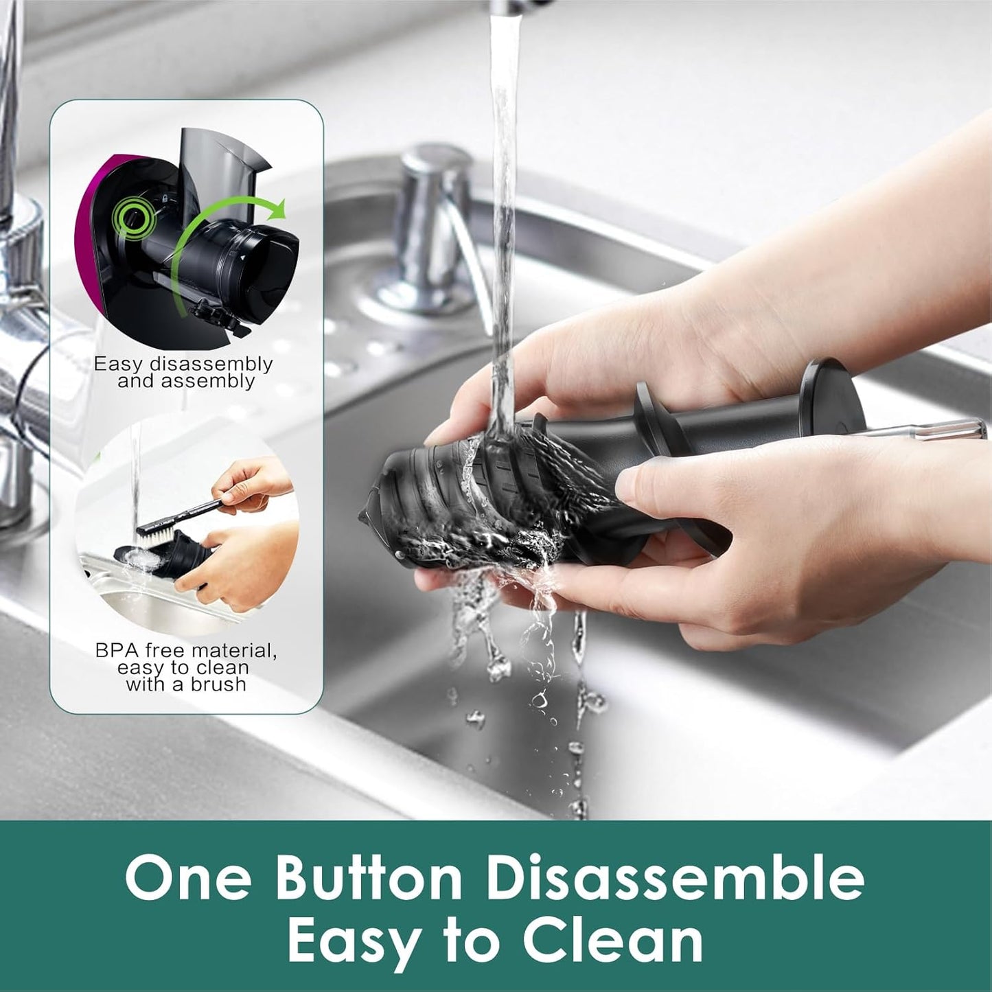 Cold Press Juicer, Masticating Slow Juicer, High Juice Yield Juicer Machines for Fruit & Vegetable, Nutrient and Vitamin Dense,BPA-Free, Easy to Clean(Purple)