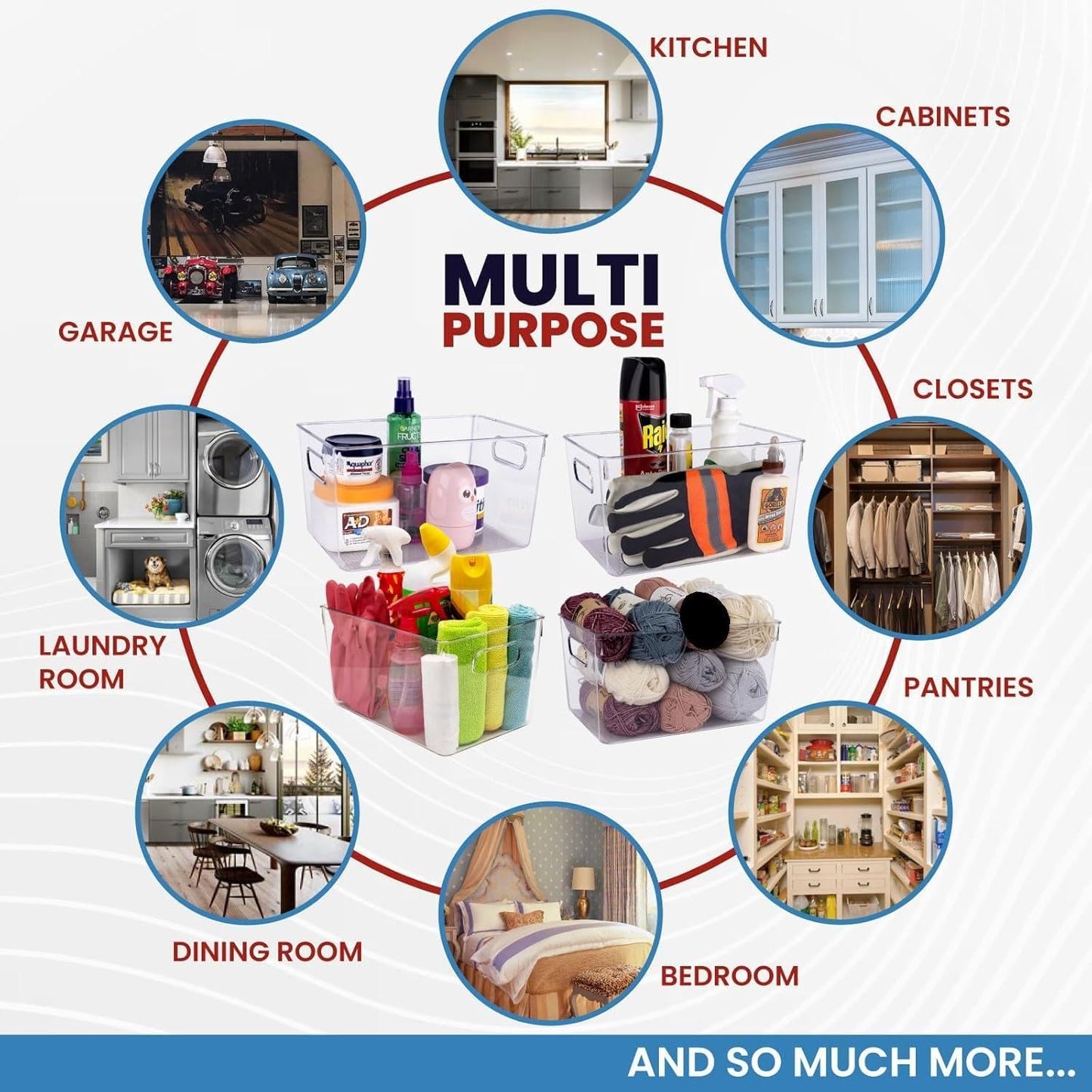 Clear Plastic Storage Bins with Lids, Perfect for Kitchen Organization or Pantry Organization and Storage, Stackable Fridge Organizer Bins, Storage Containers for Organizing, Cabinet Organizers