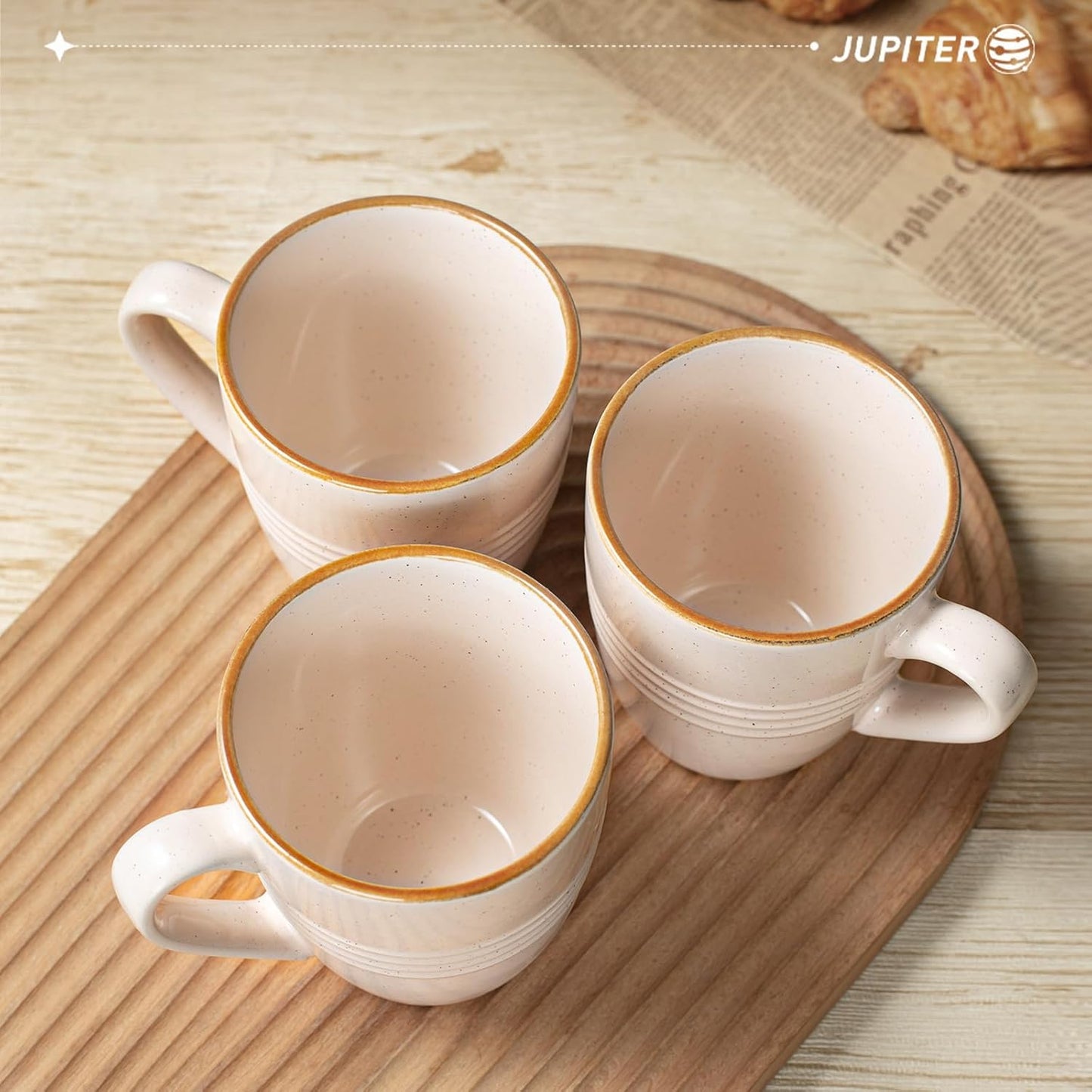 famiware Jupiter Coffee Mugs Set of 4, 14 OZ Coffee Mug, Microwave and Dishwasher Safe, Coffee Cups with Handle for Coffee, Tea, Cocoa, Milk, Light Pink